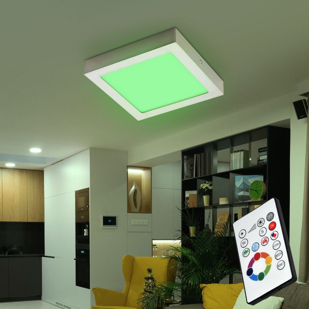 etc-shop LED Deckenleuchte, LED-Leuchtmittel fest verbaut, Warmweiß, Farbwechsel, Deckenlampe Wohnzimmerleuchte RGB LED Panel Fernbedienung L 22,5 cm