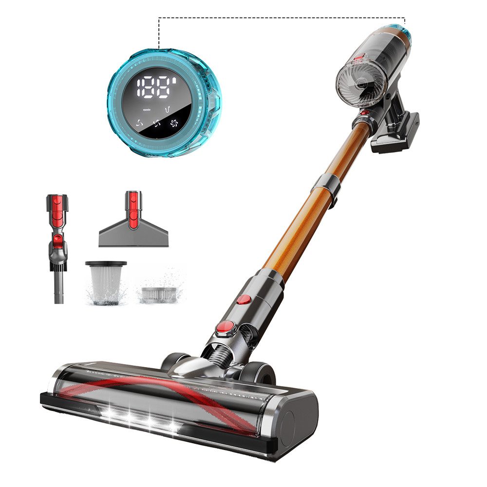 Nivzo Akku-Stielstaubsauger Kabelloser Staubsauger, 55000Pa/55Min/1,6L, Anti-Verhedderung-Bürste, 650W handstaubsauger mit akku, Staubsauger mit 17,500mAh Langzeitakku, Bis zu 55 Min Laufzeit, 1,6L Staubbehälter, Mit LED Display,Super Leise Stabstaubsauger für Tierhaare, Teppiche