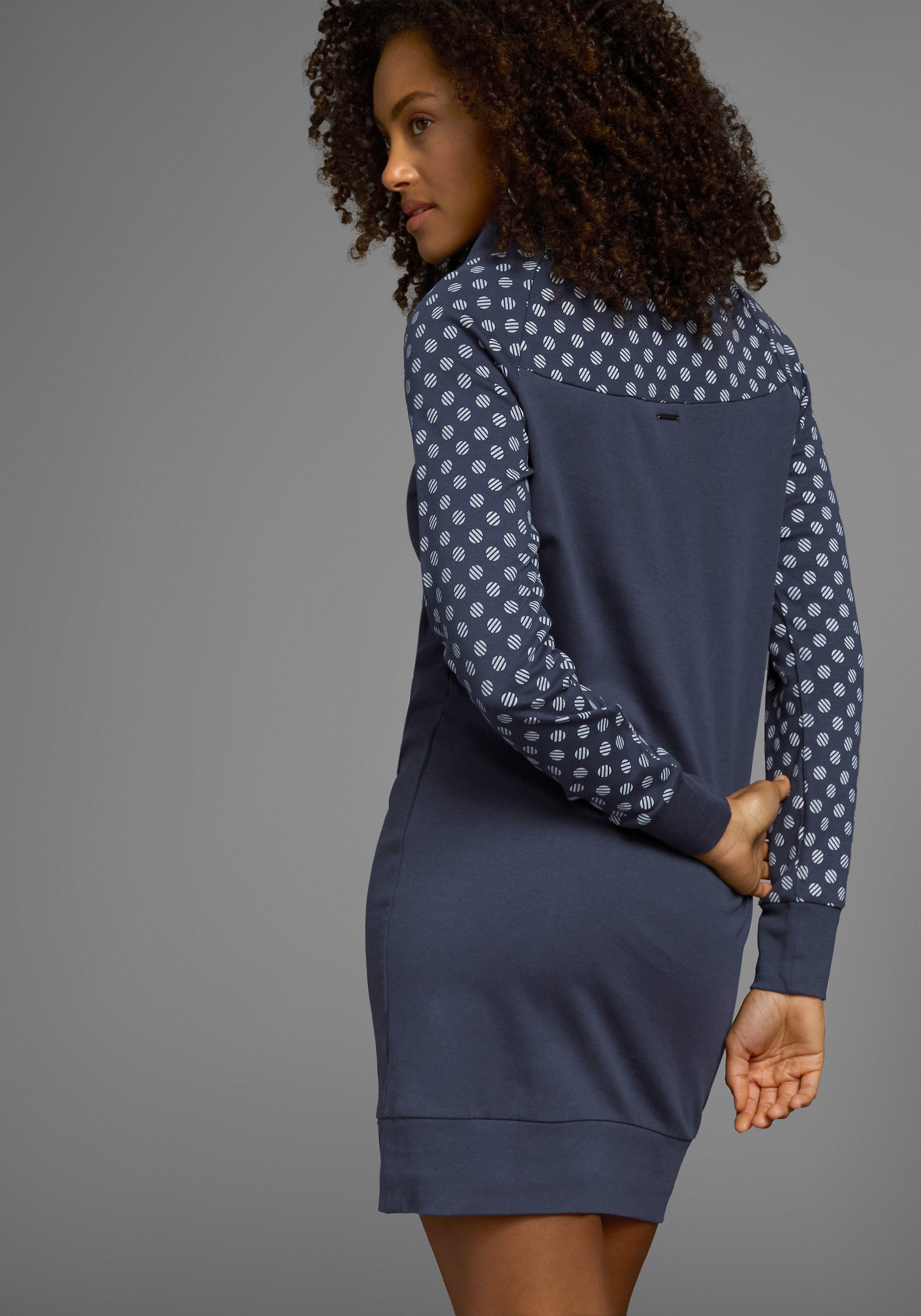 KangaROOS Sweatkleid lang, aus Baumwolle, Langarm, mit breiten Rippbündchen