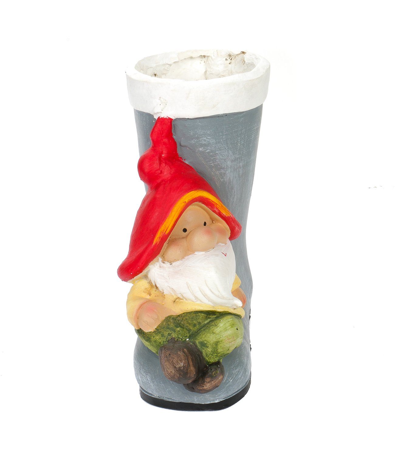 Bubble-Store Gartenzwerg Gartenzwerg Blumentopf, (sitzender Gartenzwerg auf Stiefel mit roter Zipelmütze), Gartenzwerg
