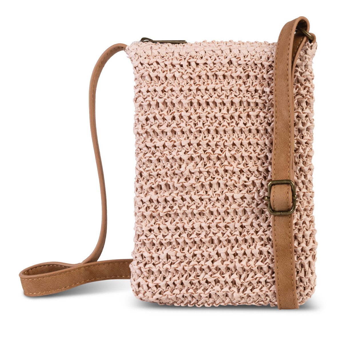 fabrizio® Umhängetasche Mini Sommertasche Handytasche - Farbwahl, Passend für Smartphones bis L17 cm x max. B 12 cm