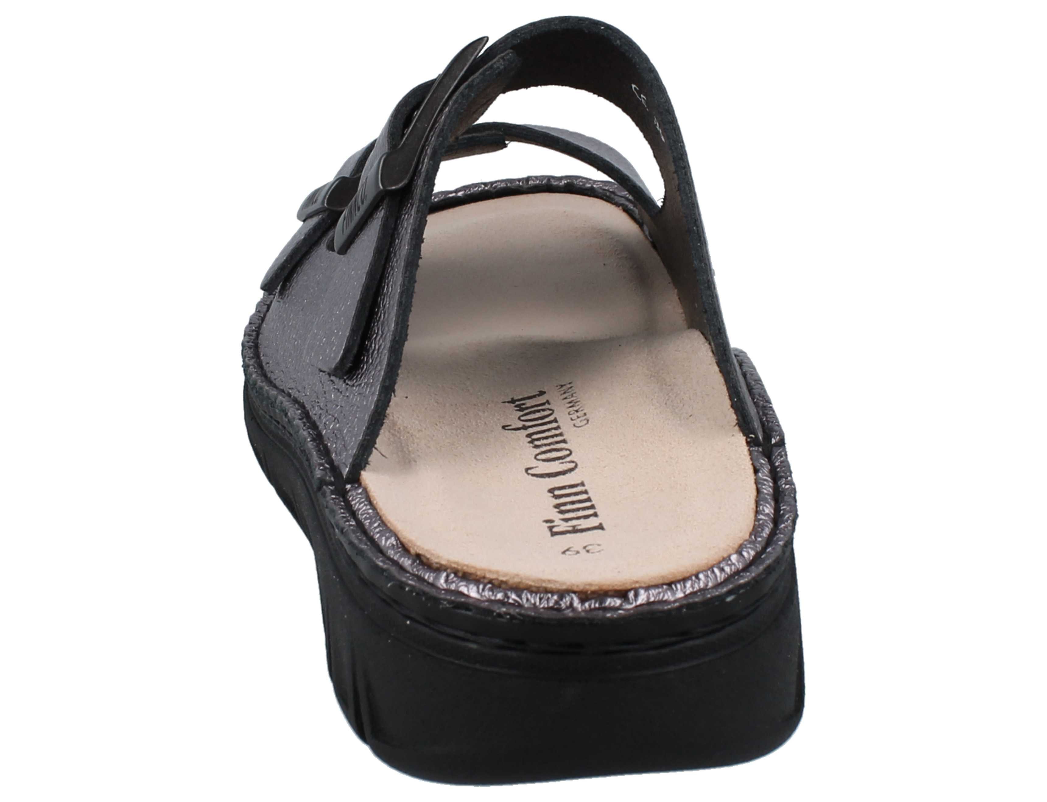 Finn Comfort FINN COMFORT FINNCO Cayman Soft Damen Pantolette steel Glattleder - Pantolette Wechselfußbett