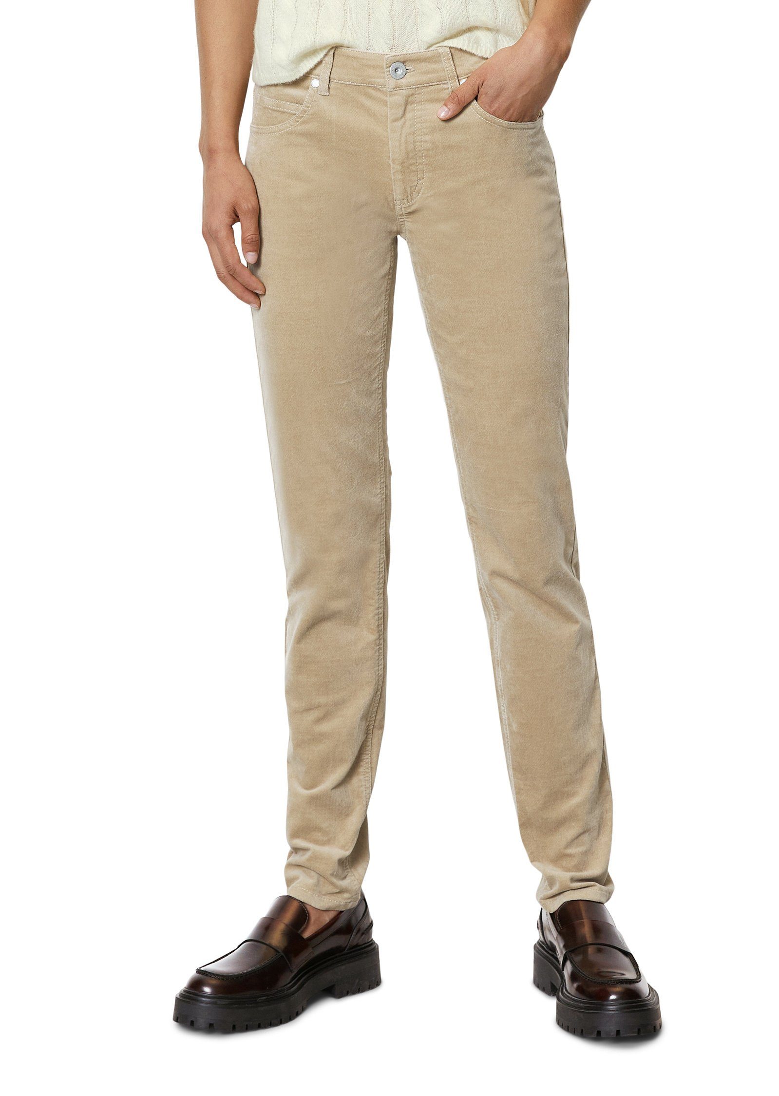 Marc O'Polo 5-Pocket-Hose aus stretchigem Samt beige
