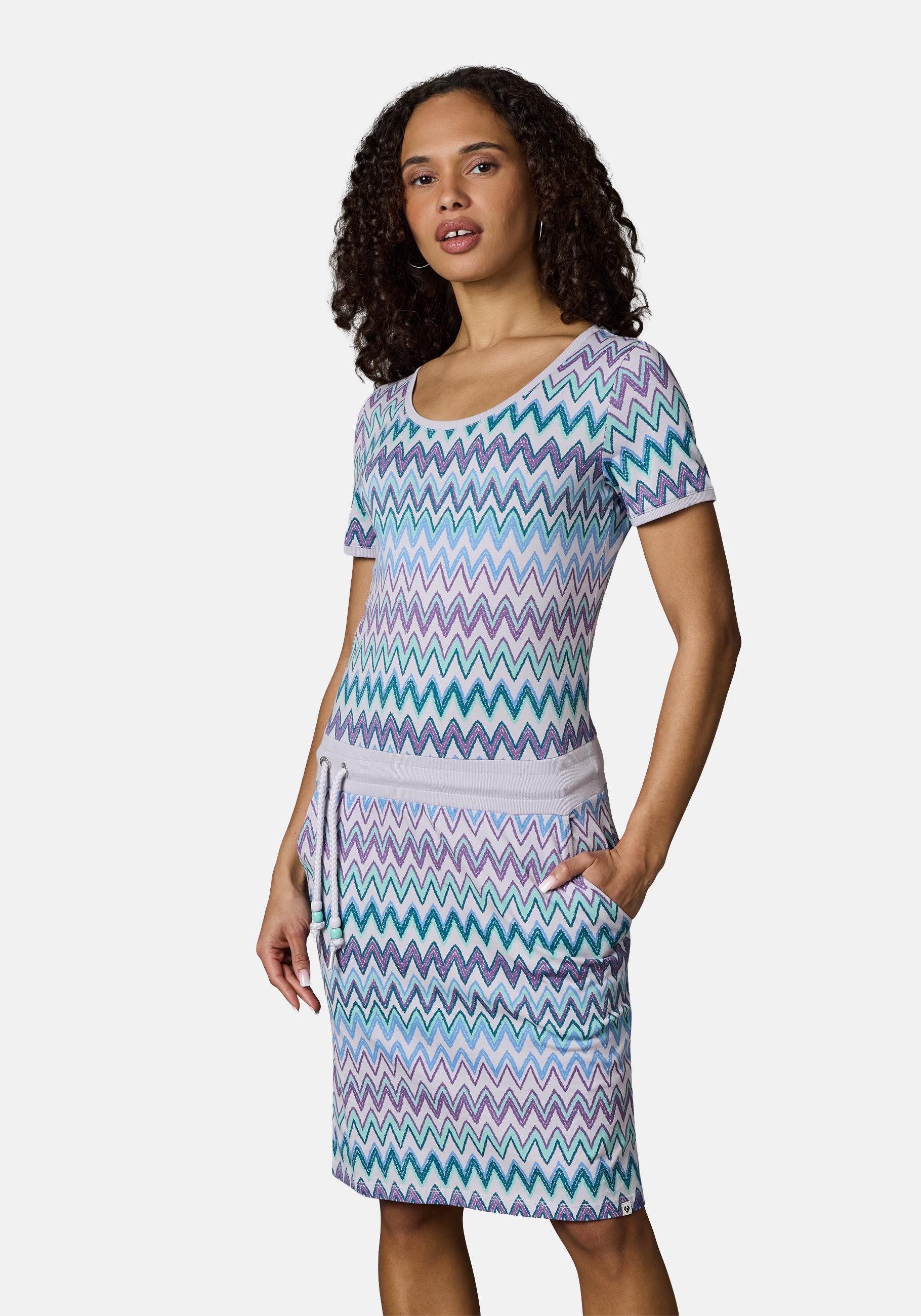 Ragwear Minikleid Baomi Print YOUMODO Gemustertes kurzes Sommerkleid mit Taillenkordel