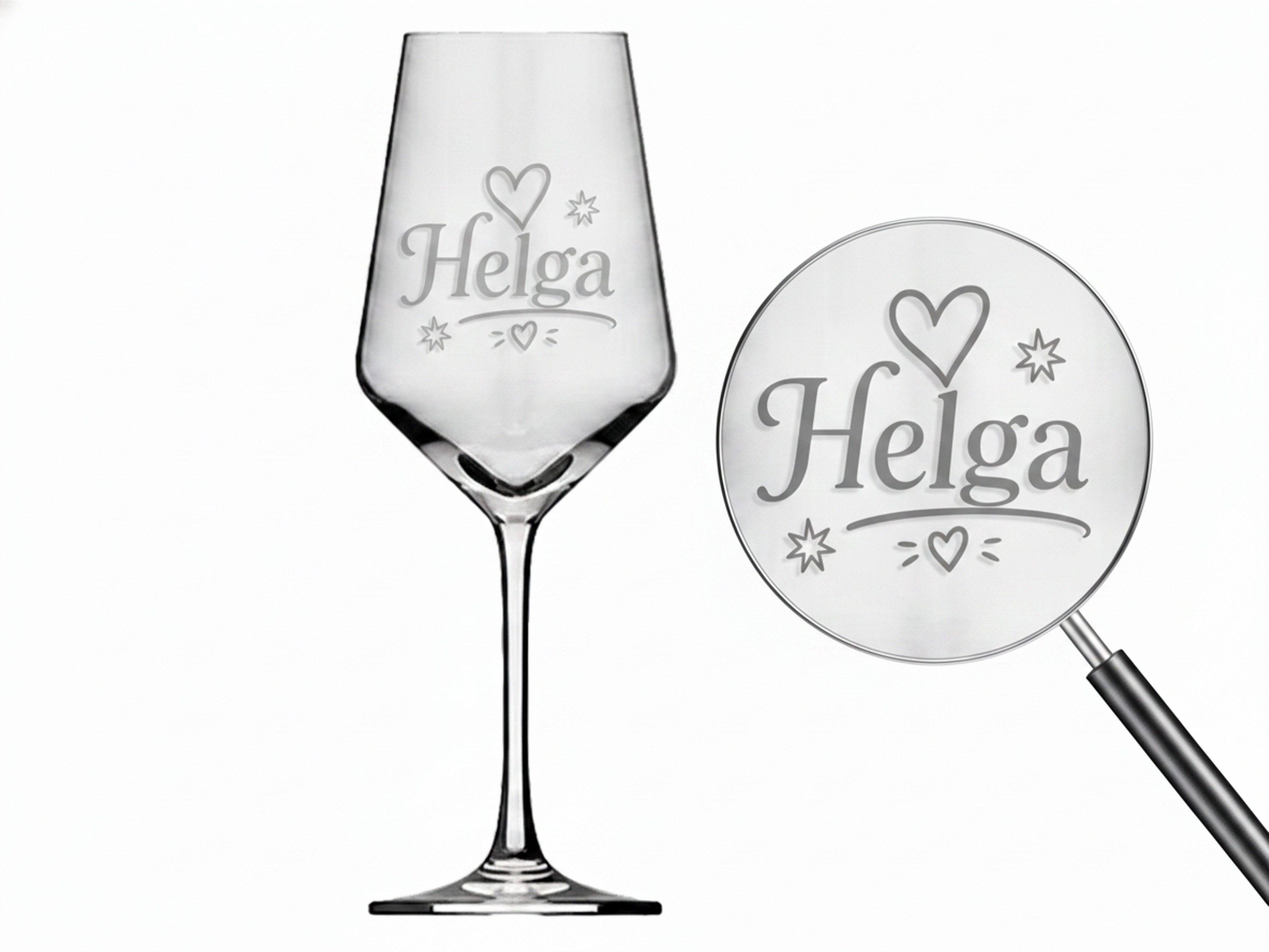 Valhalla Weinglas Valhalla 1x Weinglas Gravur Helga Namensglas 350ml spülmaschinenfest, 1-tlg., Glas, Atemberaubende Darstellung