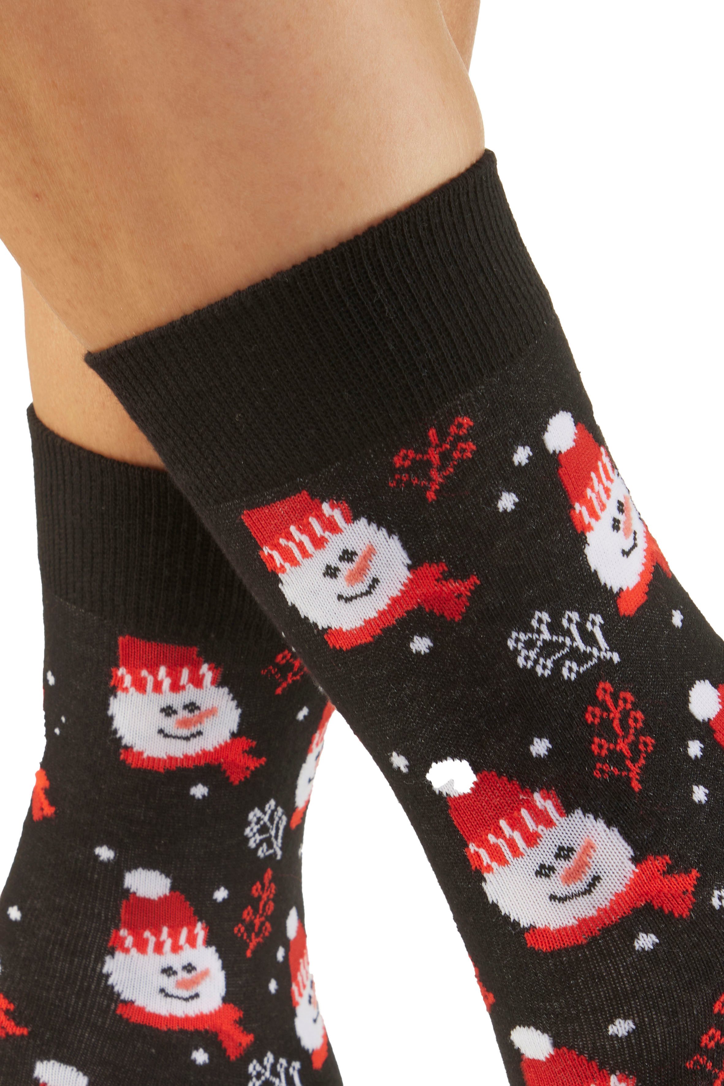 H.I.S Basicsocken Damen Weihnachtssocken (Packung, 3-Paar, 35-38 bis 39-42) mit lustigen Weihnachtsmotiven – Bild 4 von 5