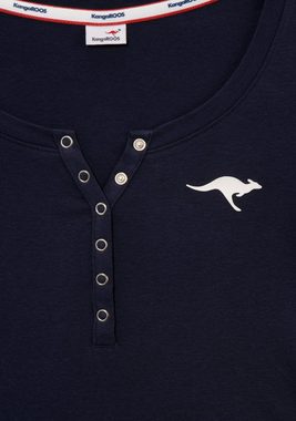 KangaROOS Langarmshirt mit Känguru-Logodruck und Knopfleiste