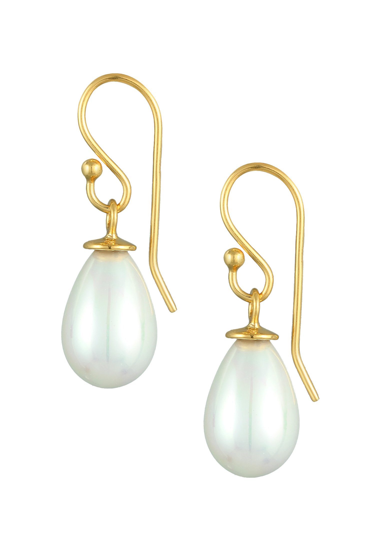 Nenalina Perlenohrringe Hänger Muschelkernperle Oval Klassisch 925 Silber