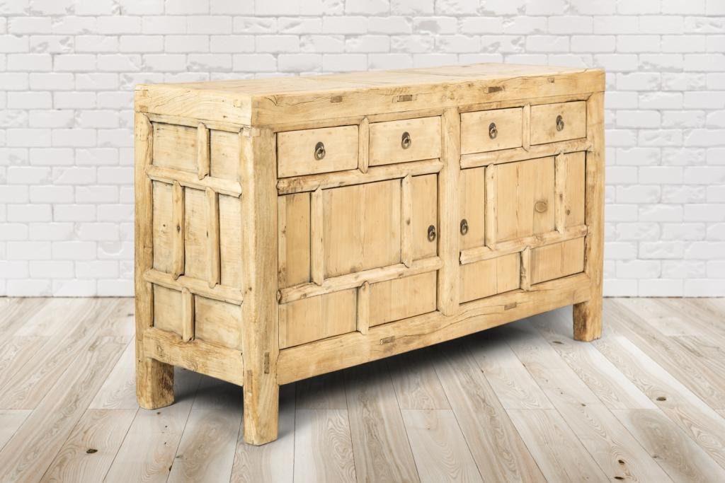 PureHaven Kommode im Vintage Style aus Kiefer-Altholz, Handgefertigt, 156 cm, Keine Massenware – jedes Möbelstück ist einzigartig in Farbe