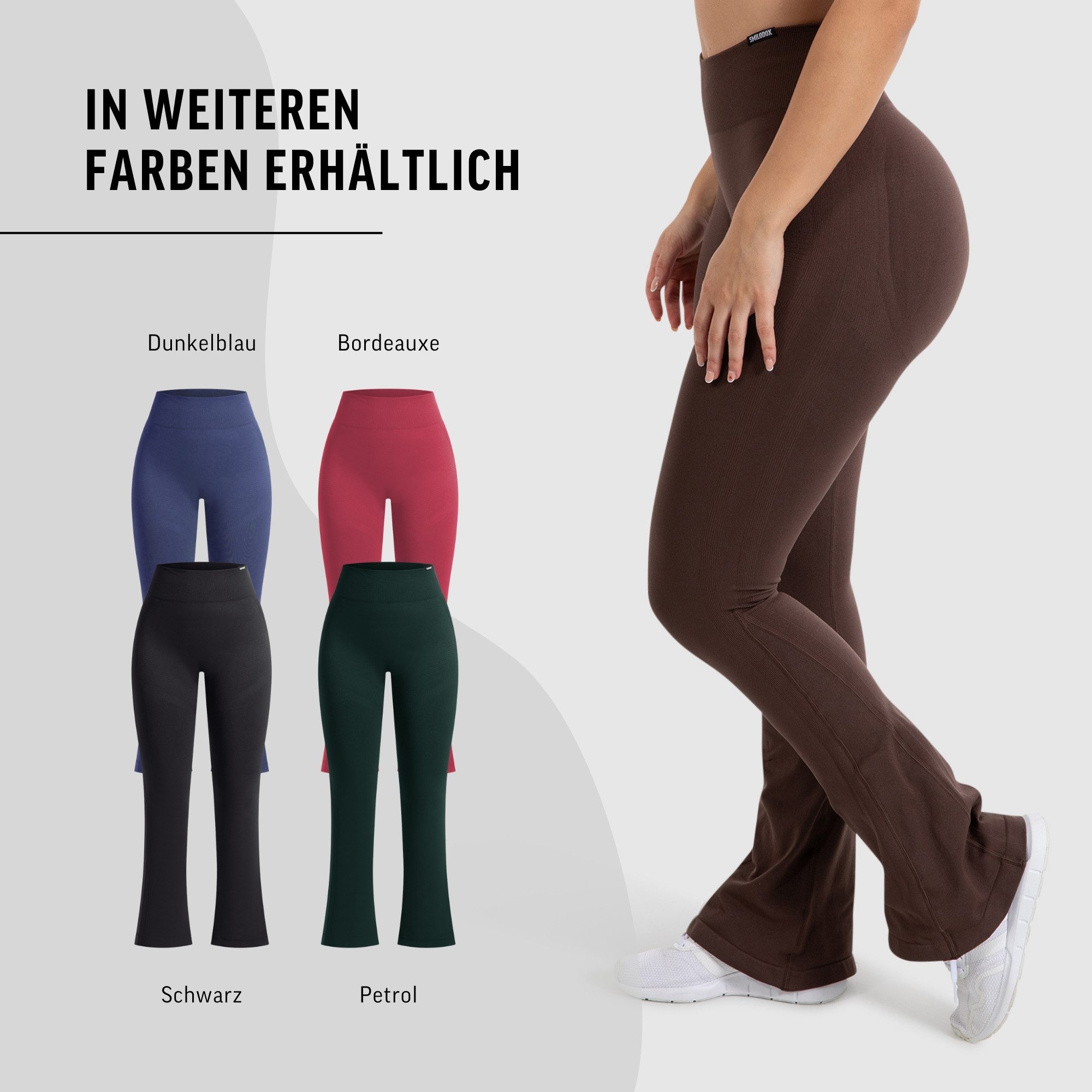 Smilodox Schlaghose Aylin Scrunch, Leggings mit Booty Push Effekt, Gym, Yoga & Freizeit Scrunch Naht, Booty Push, Weites Bein, Elastisch, High Waist
