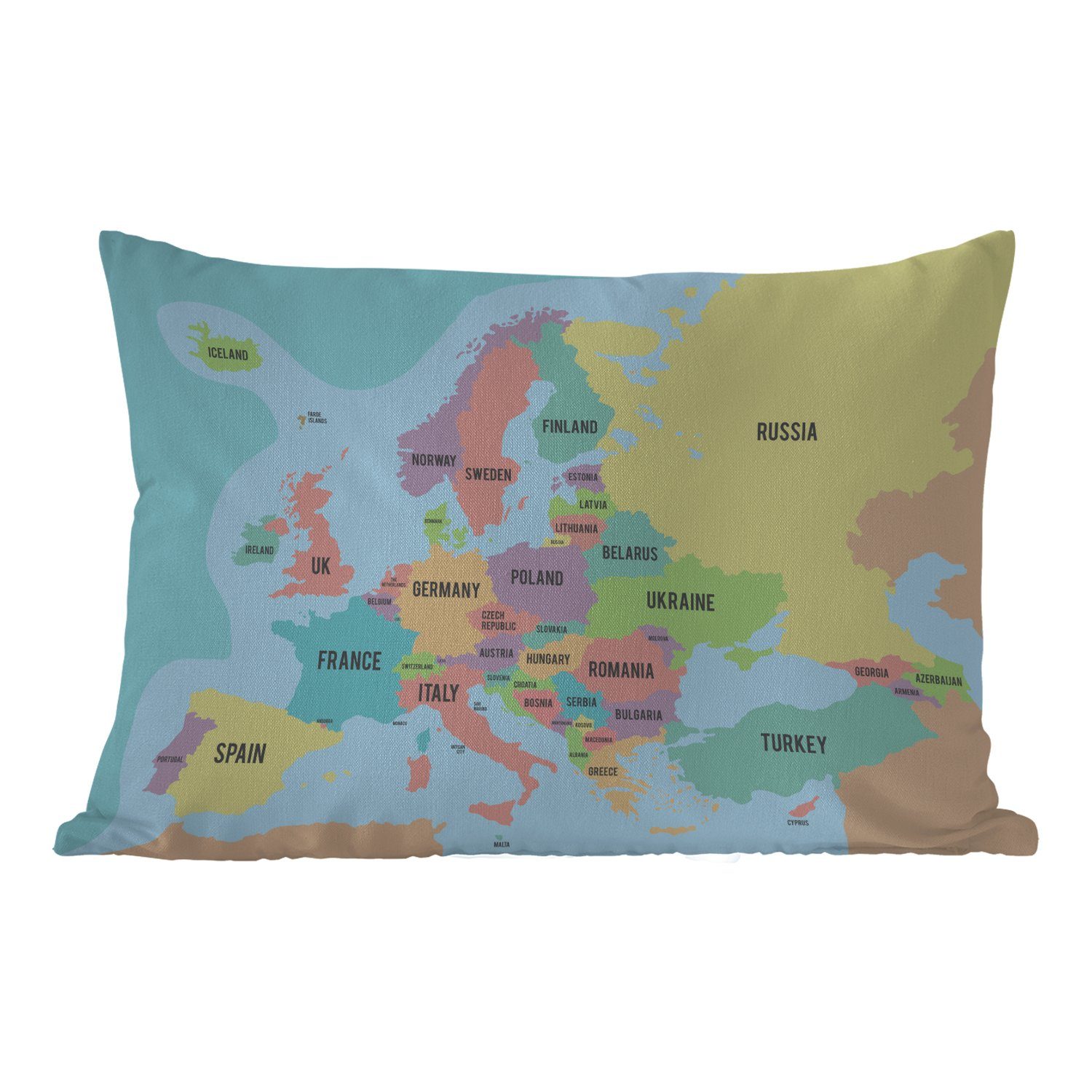 Dekokissen - - Kissenhülle Europa Karte Polyester, Dekokissenbezug, MuchoWow Outdoor-Dekorationskissen, Briefe,