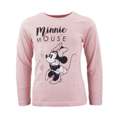 Disney Minnie Mouse Langarmshirt Minnie Maus Mädchen Kinder Shirt Gr. 98 bis 128, 100% Baumwolle