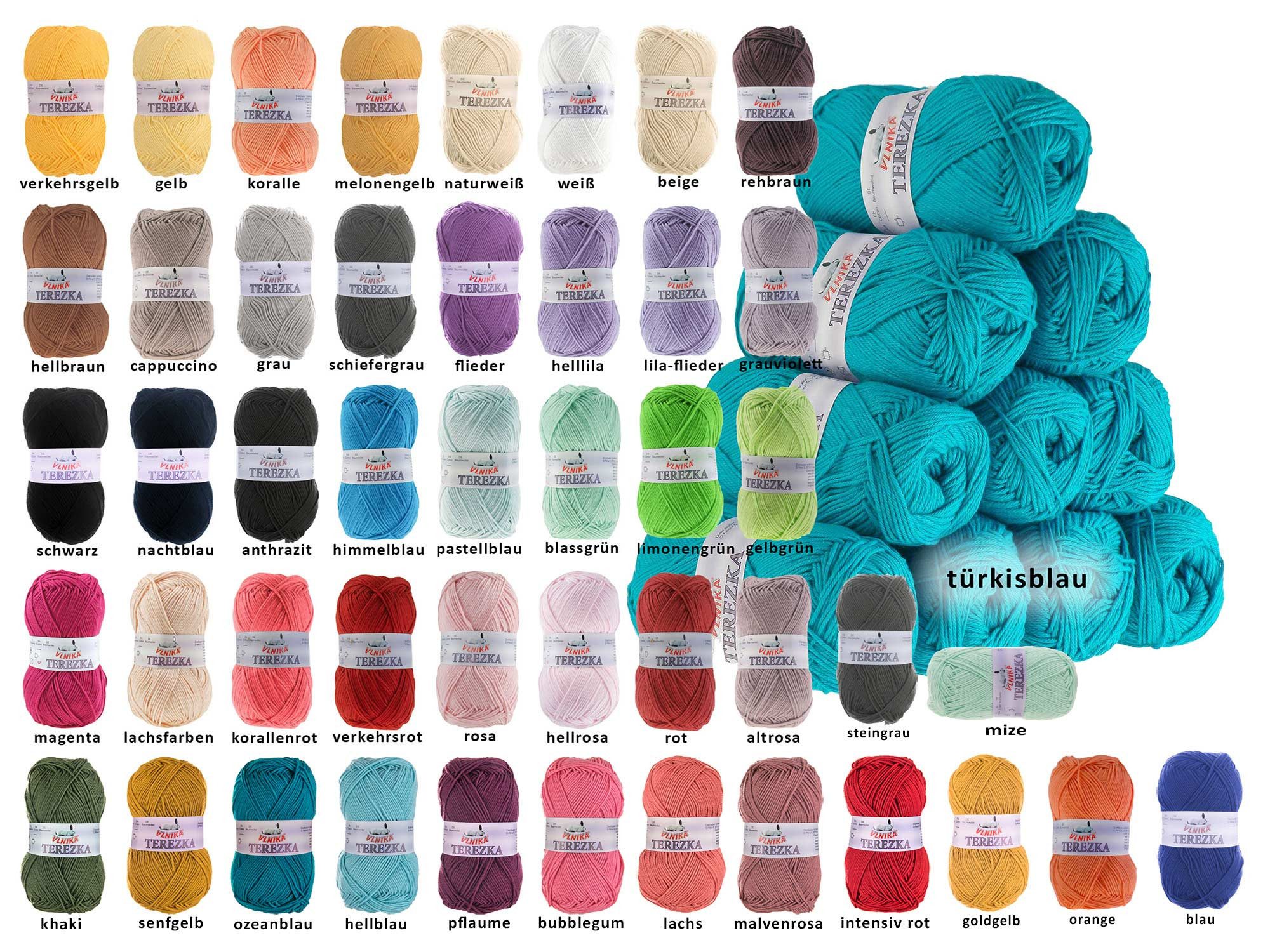 VLNIKA 10 x 50g Strickgarn TEREZKA 100% Baumwolle Baumwollgarn Häkelgarn Häkelwolle, 155 m (Sparpaket 10 x 50g), naturweiß