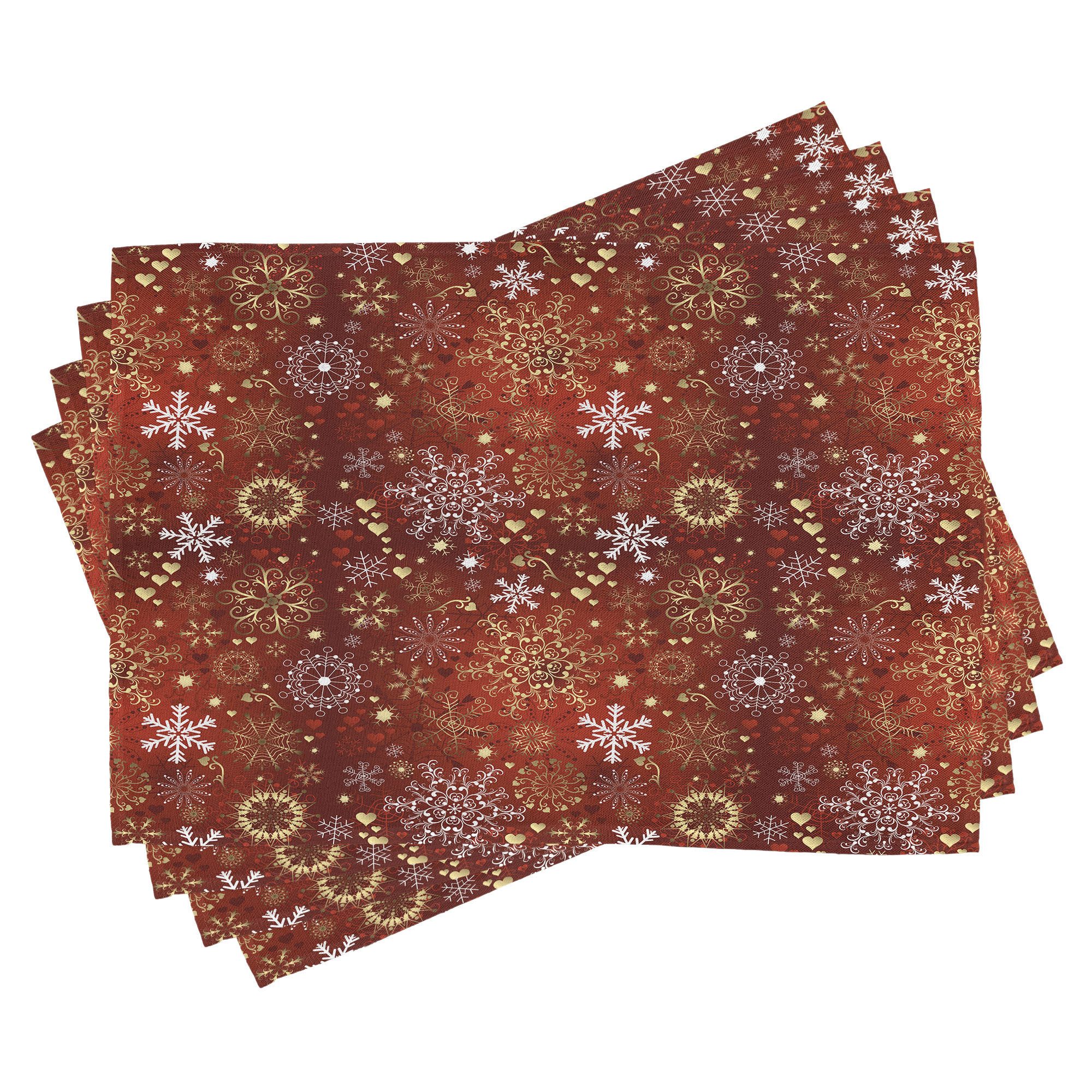 Abakuhaus Platzset Waschbare Stoff Esszimmer Küche Tischdekorations Digitaldruck, (4-teilig, 4-St., Set aus 4x), Winter Weinlese Weihnachts