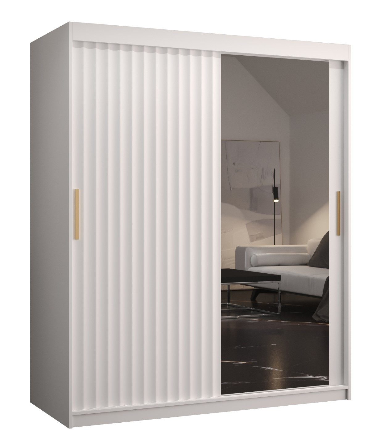 ABIKS MÖBEL Schwebetürenschrank RIFLO WAVE 2 Schlafzimmerschrank - mit Schiebetüren, Kleiderstange