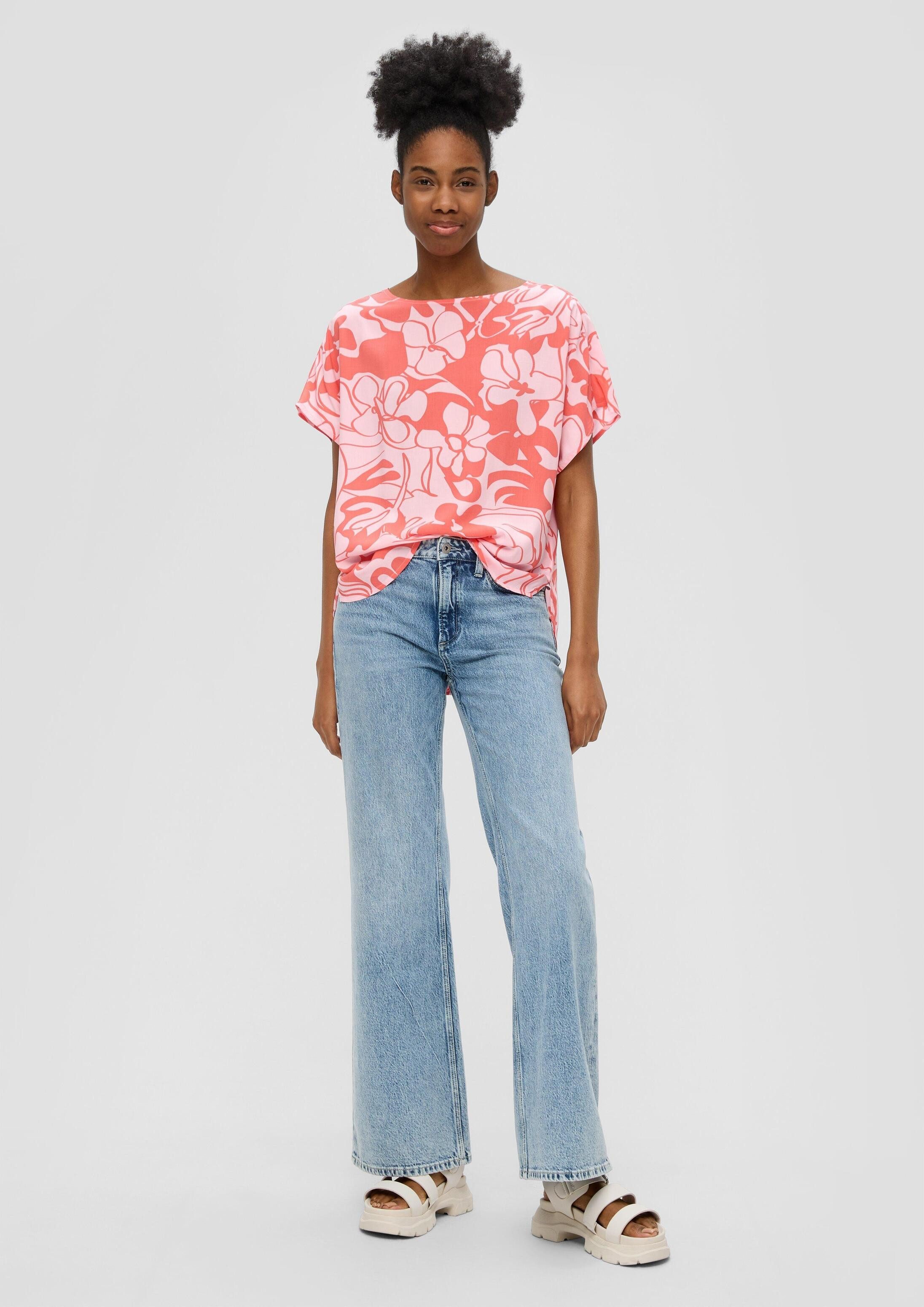 QS Kurzarmbluse Bluse Oversized Blusenshirt aus Viskose
