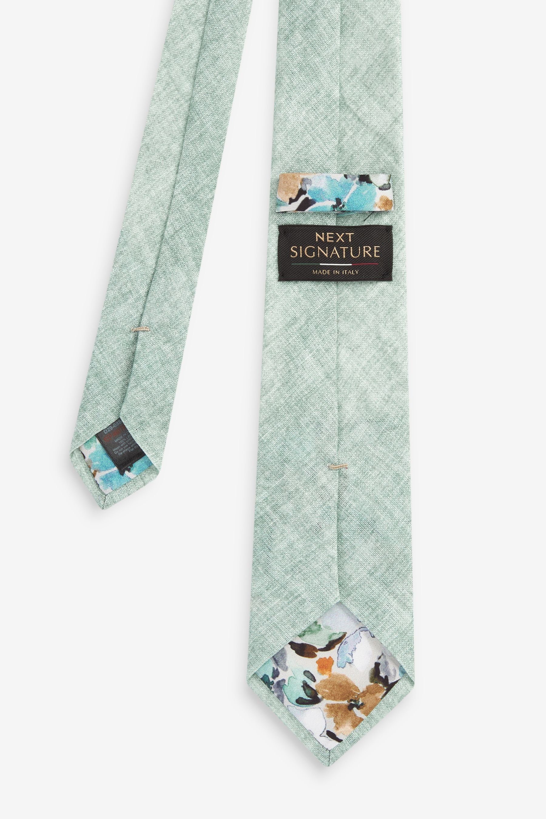 Next Sage Leinen-Krawatte (1-St) Krawatte Green in Made Signature Italy