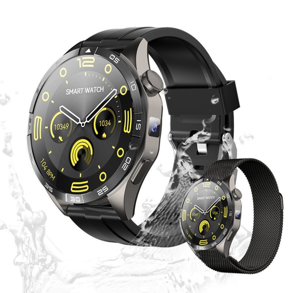 Valdus Herren Fitness-Tracker IP68 Wasserdicht mit Herzfrequenz Robust Smartwatch (3,5 cm/1.4 Zoll, 4G LTE), 1-tlg., für Männer mit Blutsauerstoffsensor und AMOLED Display