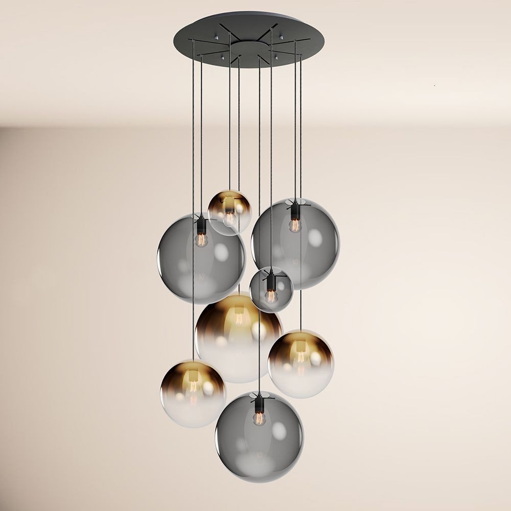 s.luce Pendelleuchte Orb Galerielampe 8-flammig Modular Gold Verlauf, Rauch