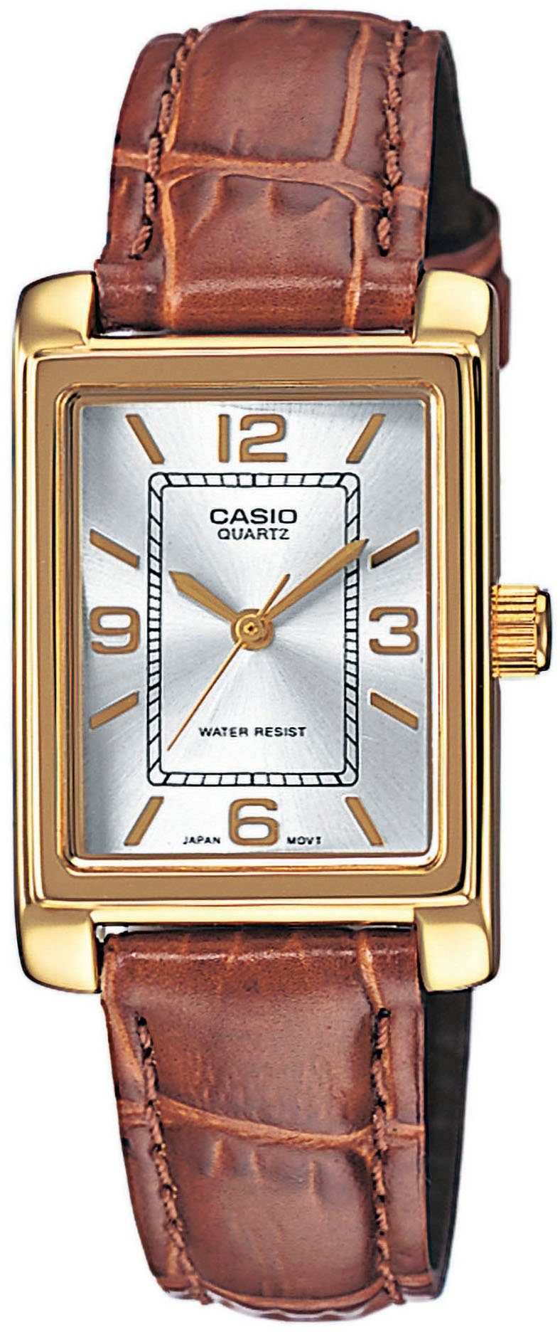 CASIO TIMELESS COLLECTION Quarzuhr LTP-1234PGL-7AEG, Armbanduhr, Damenuhr, analog, Lederarmband