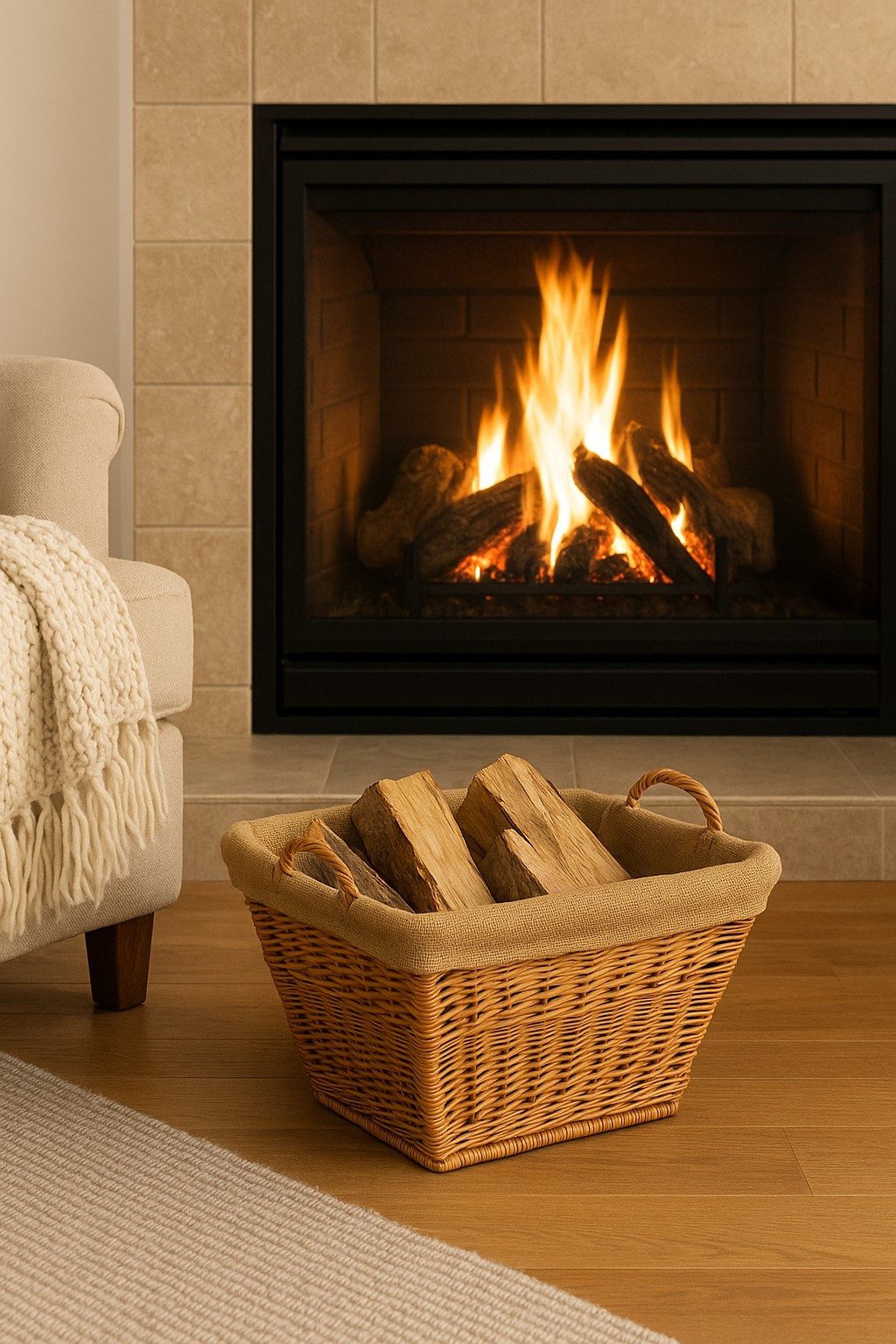 moebel-direkt-online Aufbewahrungskorb Weidenkrob mit Stoffeinsatz