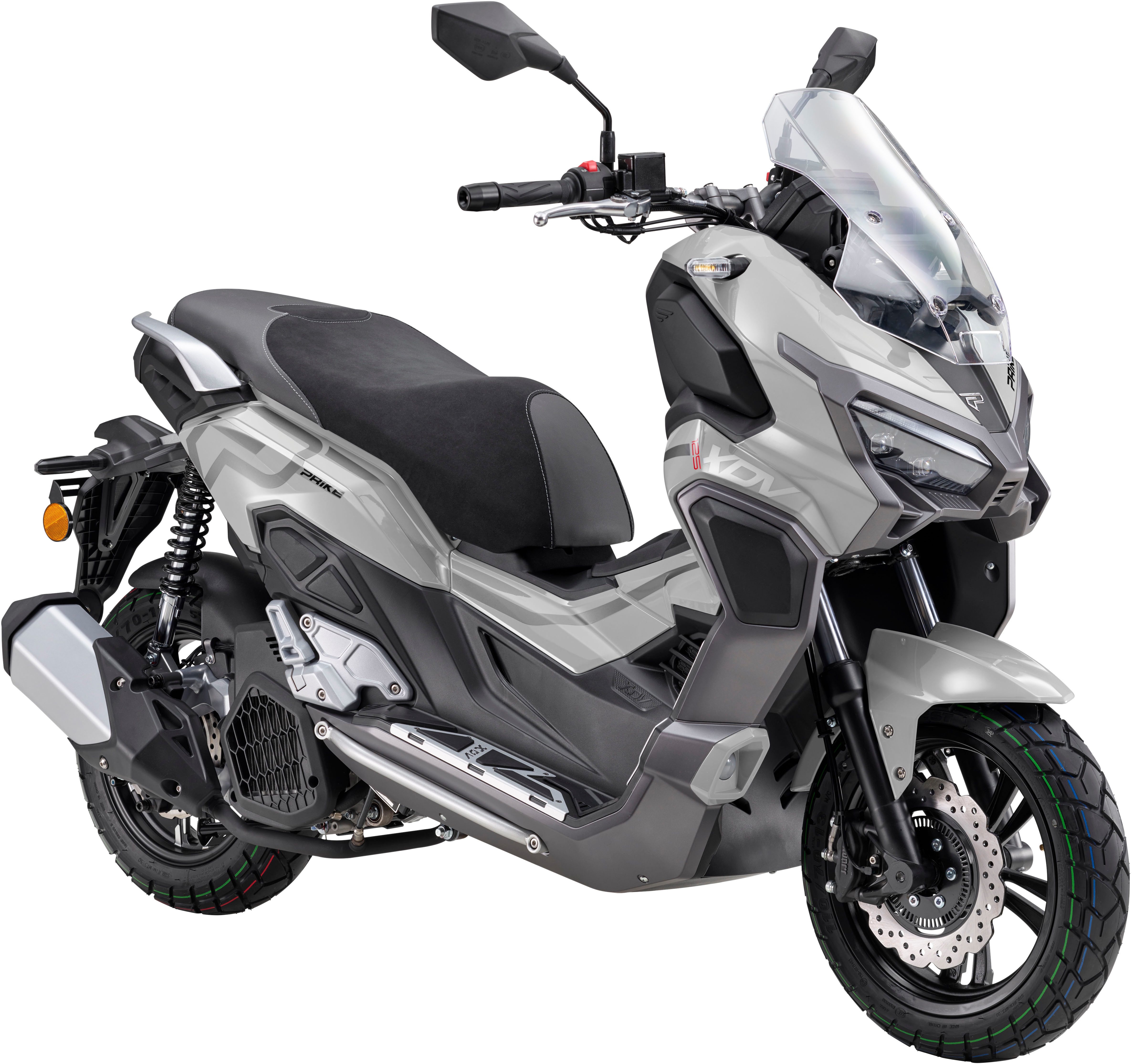 PRIKE Motorroller PRIKE XDV 125, E5+, Adventure, ADV Roller, 125 ccm, 95 km/h, Euro 5+, ABS, Windschutz, Heizgriffe, USB, EFI, digitales Display