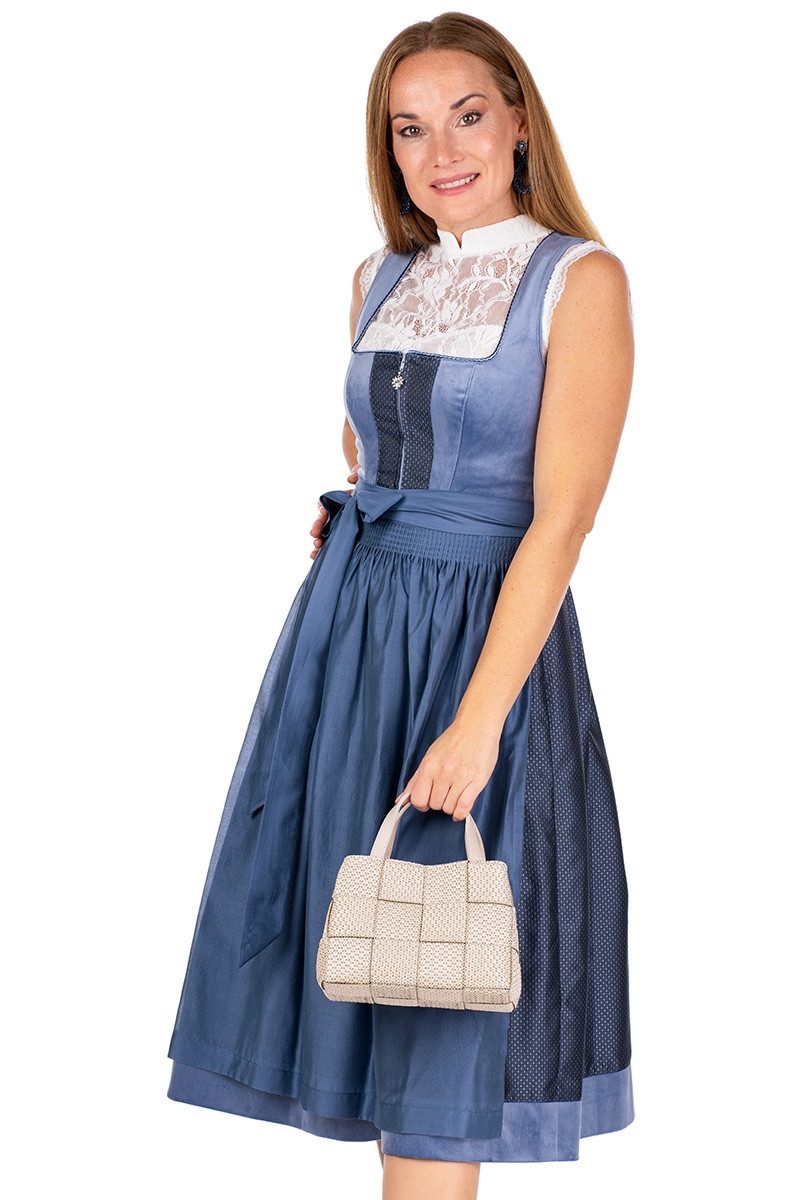 Spieth & Wensky Dirndl Samt Dirndl 2tlg. - FRANCES - mittelblau günstig online kaufen