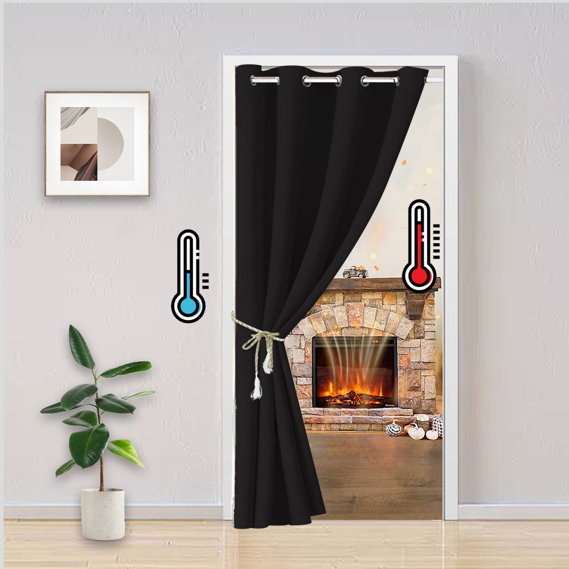 LMaxhome Verdunkelungsvorhang Gardine Blickdicht mit Ösen Türvorhänge Warm Kälteschutz Thermogardine, (1 St) Verdunkelung Abdunkelnd Wärmeisolierend für Küche Wohnzimmer