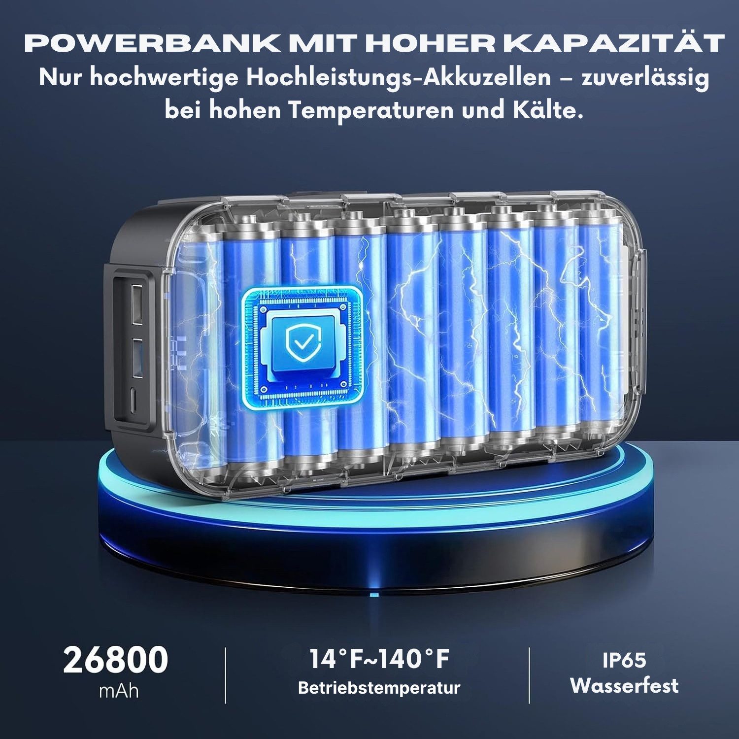 iPowLax Jump Starter Power Bank Booster 26800 mAh (12 V), 6000A Jump Start 65W USB-C PD, Color Display & LED Emergency Light