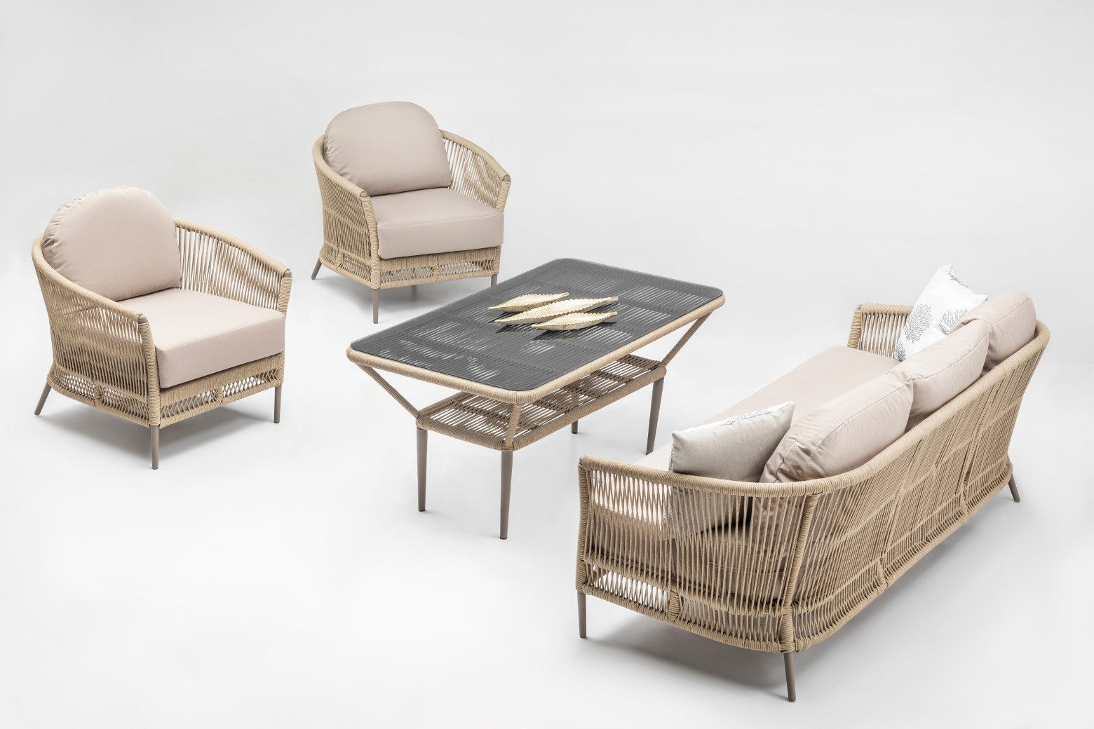 gowoll Gartenlounge-Set Gartengarnitur Gartenmöbel Set 5 Personen Gartentisch für Outdoor