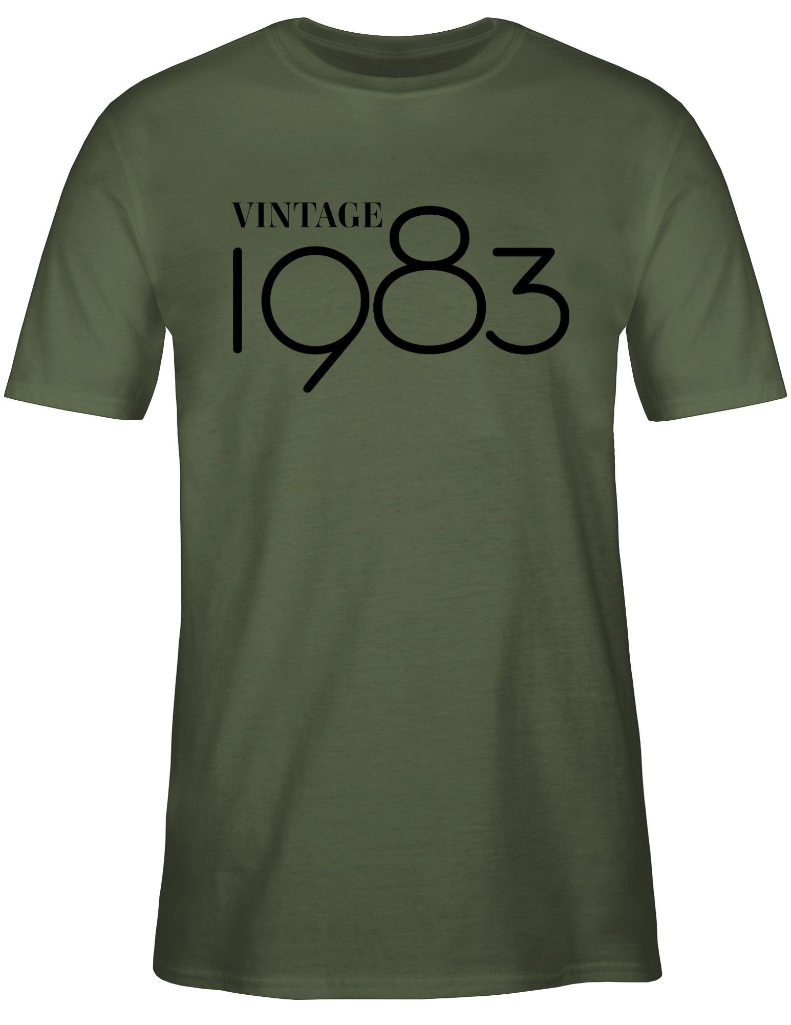 Shirtracer T-Shirt Vintage Grün Geburtstag Army 01 schwarz 40. 1983