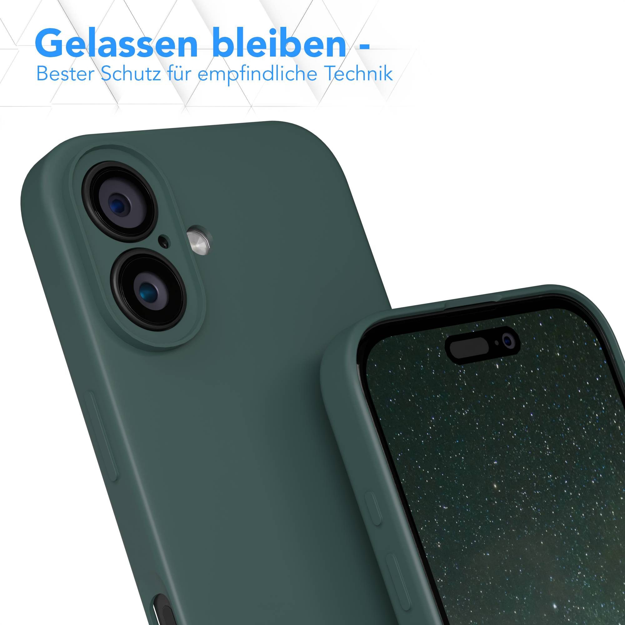 EAZY CASE Handyhülle für Apple iPhone 16 Hülle Silikon 6,1 Zoll, Silikon Schutzhülle mit Kameraschutz kratzfestes Bumper Nachtgrün – Bild 4 von 5
