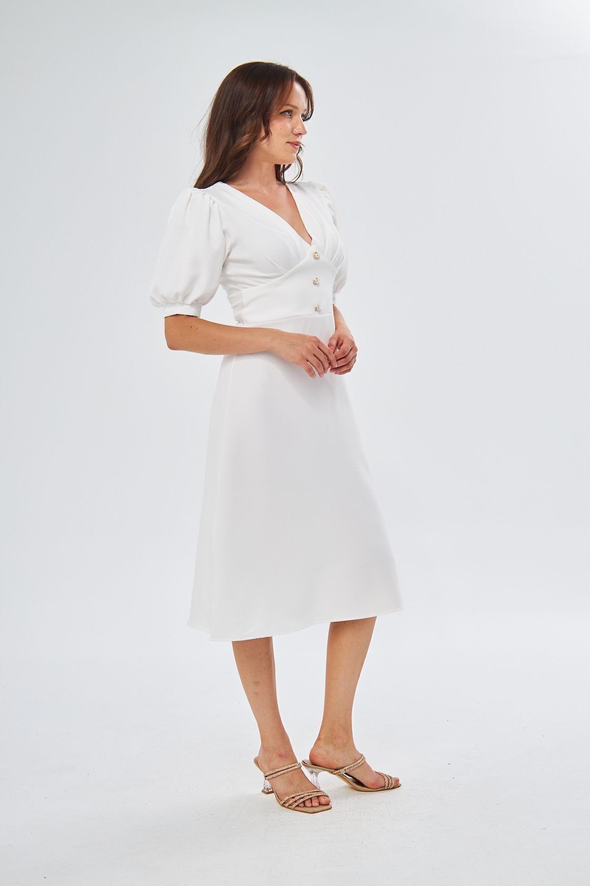 WOMAN VISION Midikleid Midikleid mit Blumenmuster und V-Ausschnitt – Bild 5 von 5