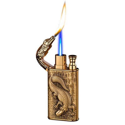 MAGICSHE Feuerzeug Winddicht Doppelflammenanzünder,Metallkörper, Einstellbare Flammengröße