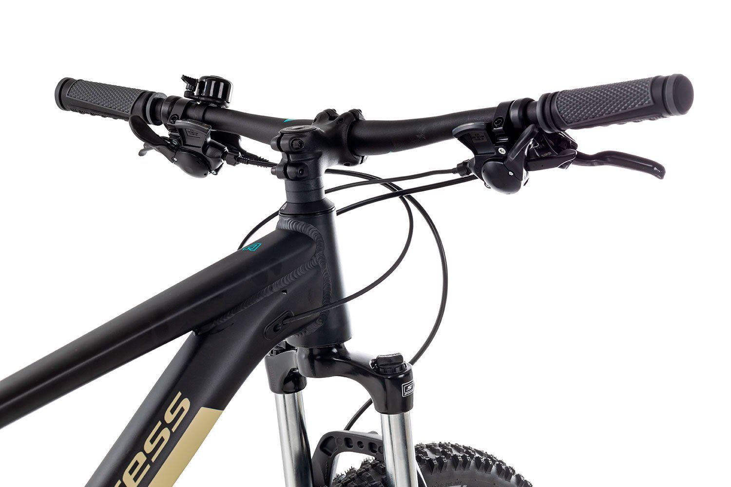 Axess Mountainbike DOREE Gang RD-TX800-8 matt/sand/turquoise Schaltwerk, Kettenschaltung, black Shimano 24 2022, Tourney MTB-Hardtail schwarz/grau