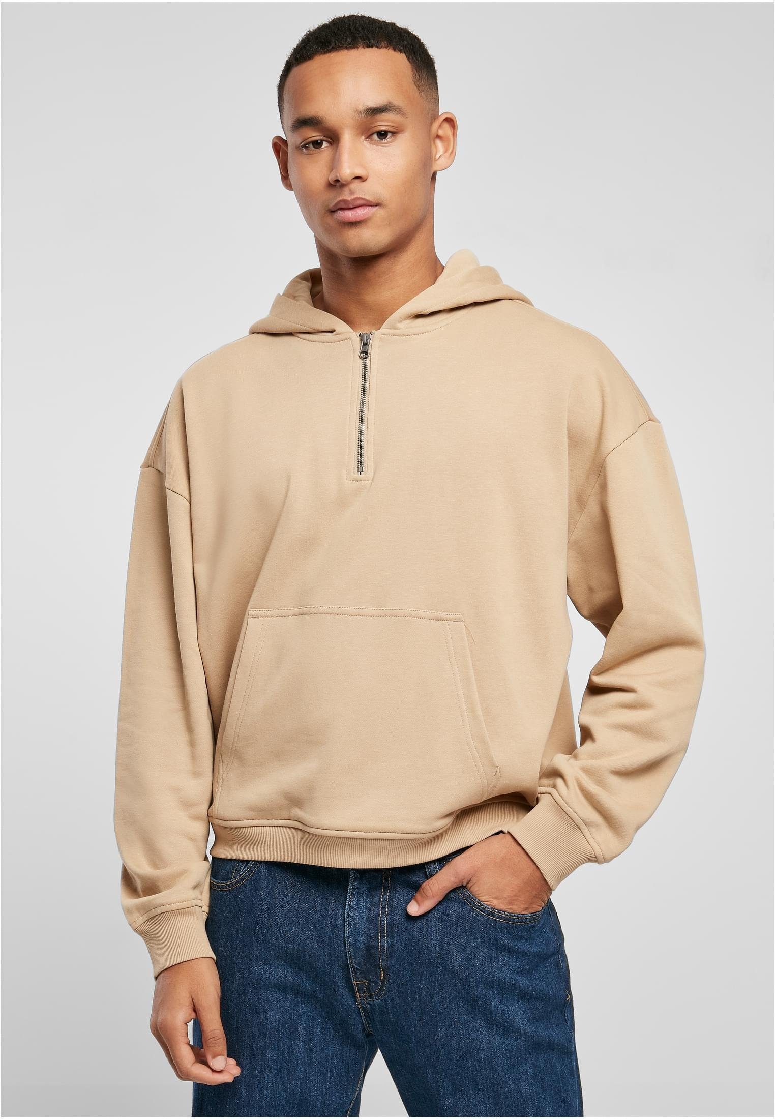 URBAN CLASSICS Kapuzensweatjacke Boxy Zip Hoody Männer Kapuzenpulli
