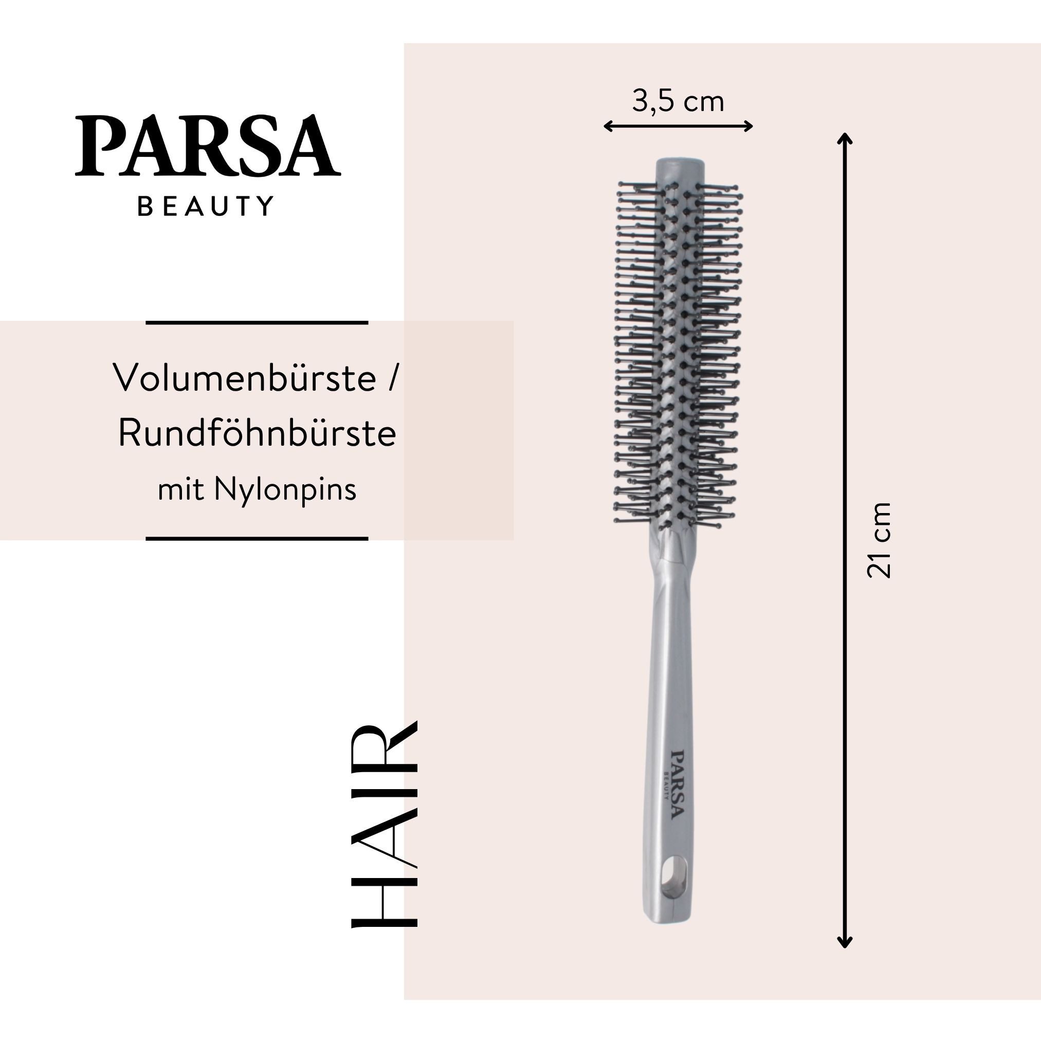 PARSA Beauty Haarbürste Essential Rundföhnbürste 10 mm, Präzision & Volumen für kurzes Haar