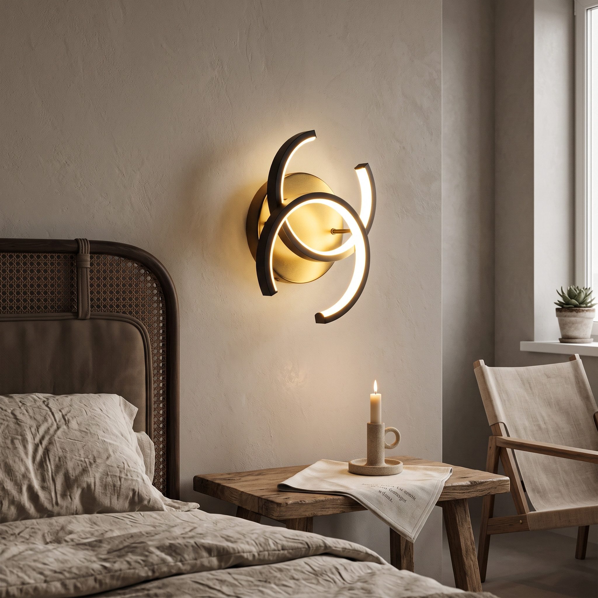 oyajia LED Wandleuchte Schwarz LED Wandleuchte, 6W LED Decklampe 600lm, 3-Farbige Dimmbar, LED fest integriert, Warmweiß, Naturweiß, Kaltweiß, Moderne Wandleuch – Bild 4 von 5
