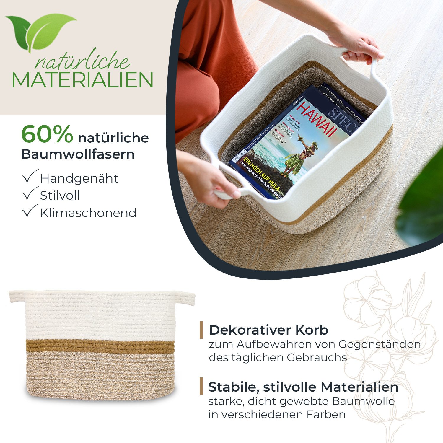 HMF Aufbewahrungskorb Aufbewahrungskorb mit verlängerten Griffen, günstig online kaufen