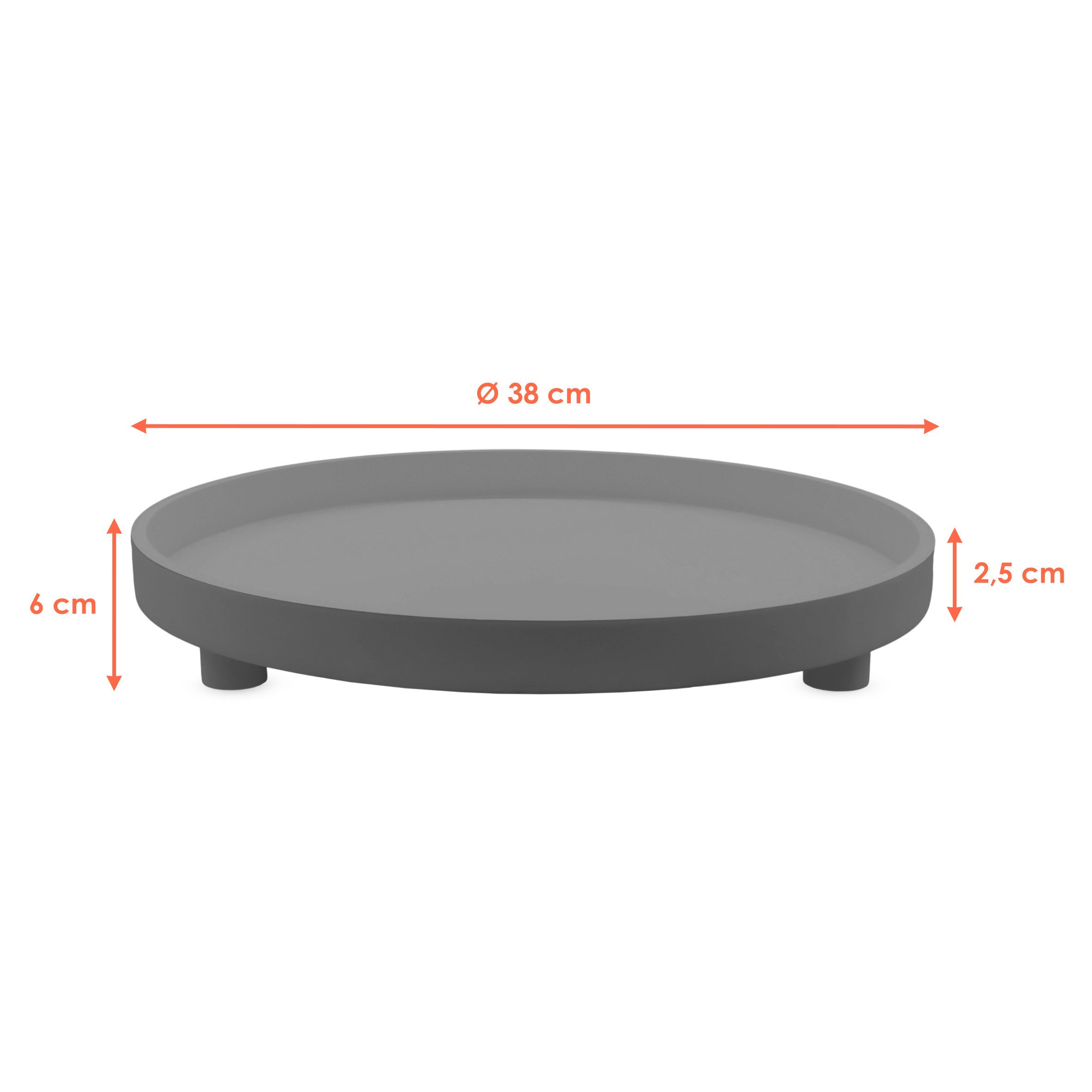 Spetebo Tablett XL Dekotablett rund auf Füßen 38 x 6 cm, MDF, (Anzahl, 1-tlg., Stück), mit Rand – Bild 2 von 5