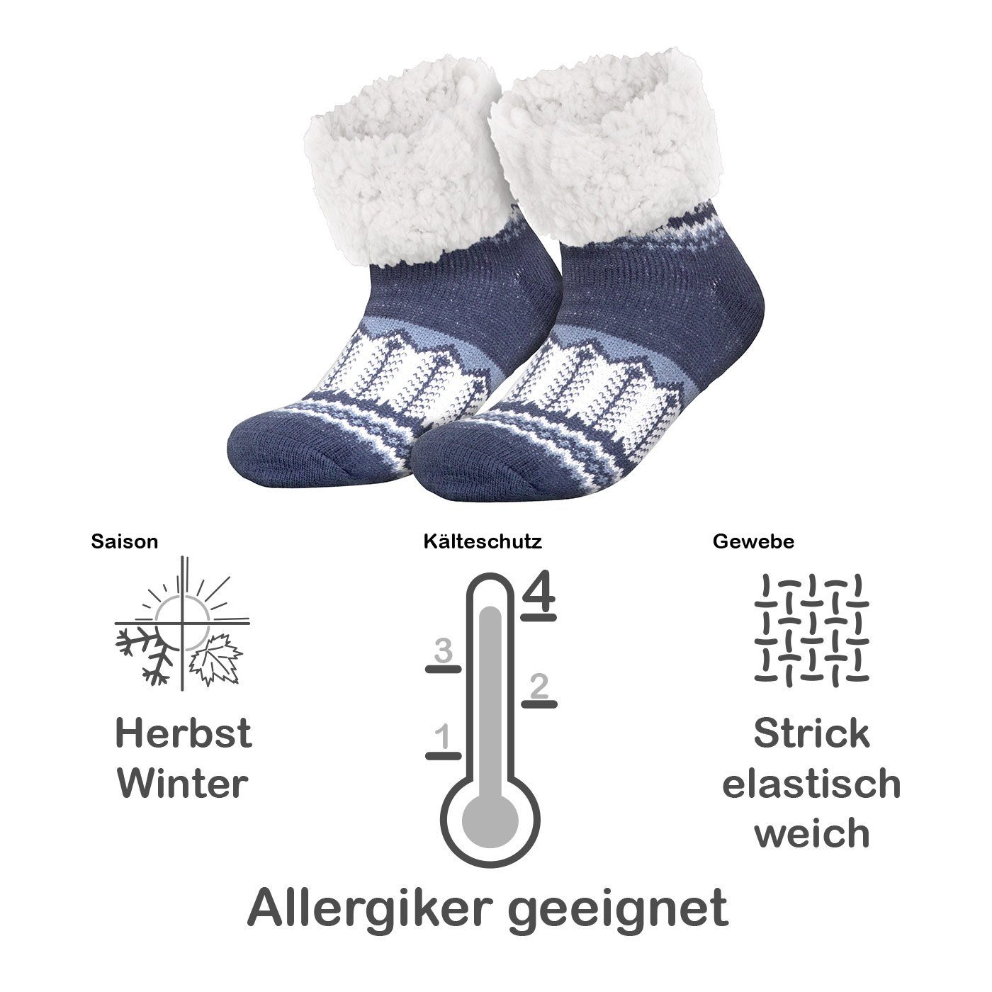 1 Anti Socken Rutsch Rentiere Noppensocken Herren compagno rosa Kuschelsocken Kuschelsocken Damen Sohle Einheitsgröße Wintersocken (1-Paar) Paar