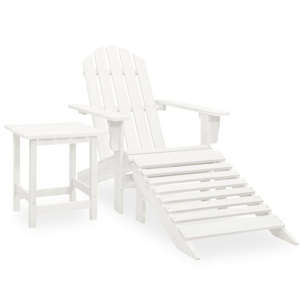 furnicato Gartenstuhl Weißer Adirondack-Stuhl mit Fußstütze und Tisch, 69,5x147,5x89,5 cm, Witterungsbeständige Sitzgruppe mit Ablage für Garten und Terrasse