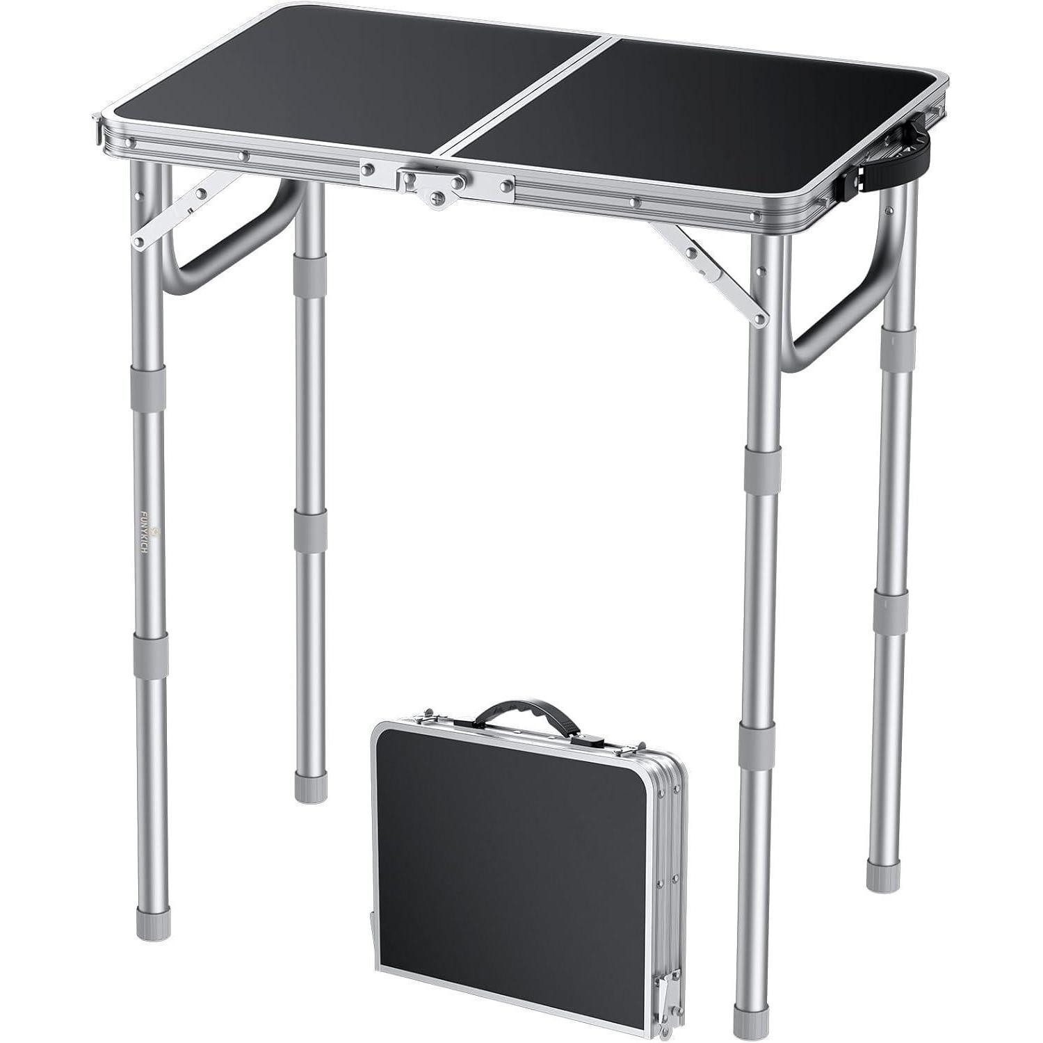 LuxusKollektion Campingtisch Campingtisch Klapptisch höhenverstellbar 58x40cm(3 Höhen) Silber