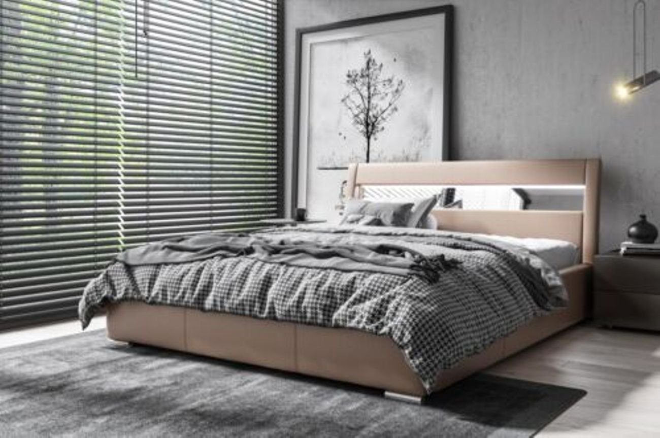 Hotel Braun Doppel Design Holz Bett Bettrahmen Polsterbett, JVmoebel Bett Modern