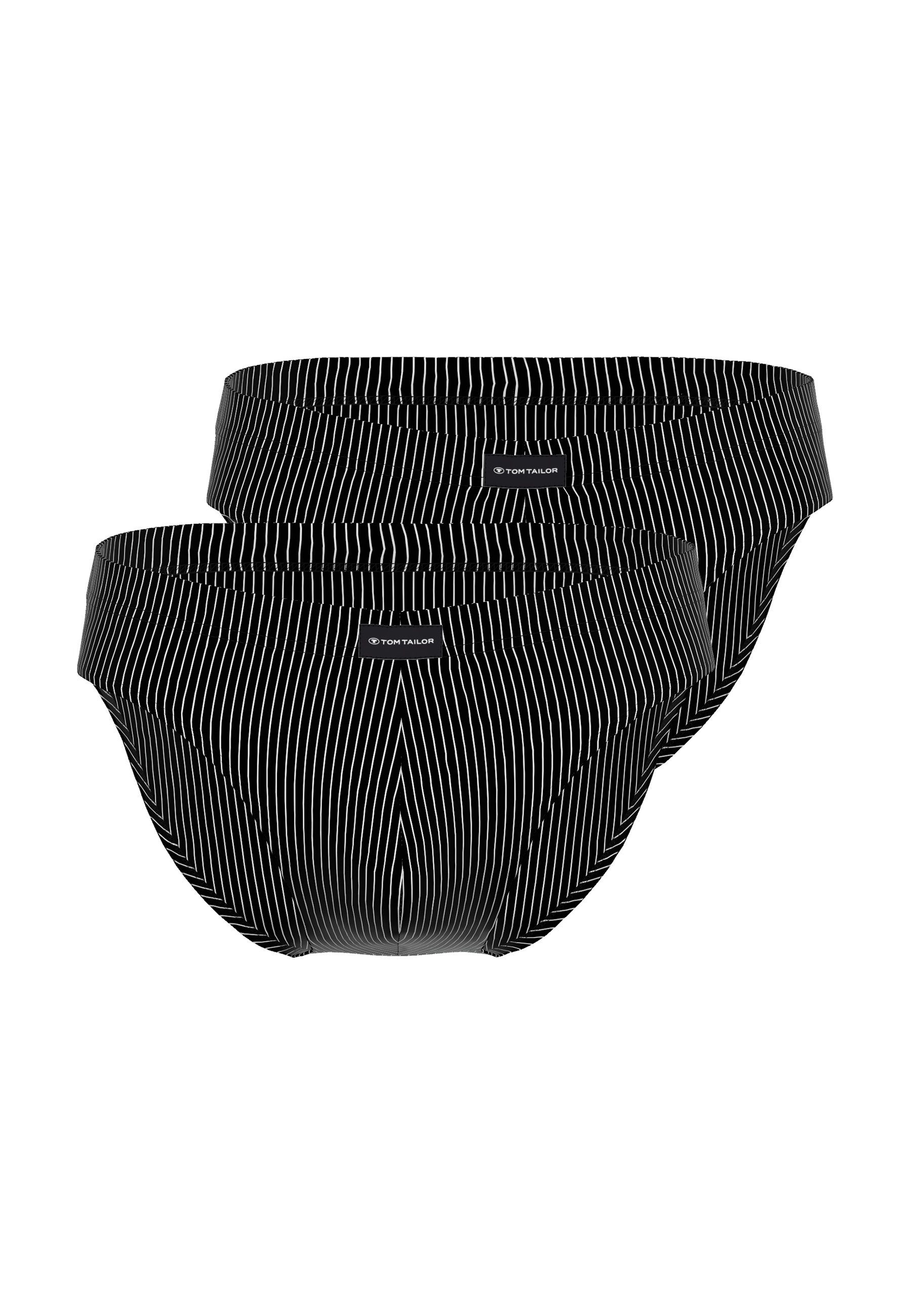 Boxershorts TOM TAILOR Herren Slip schwarz Nadelstreifen 2er P