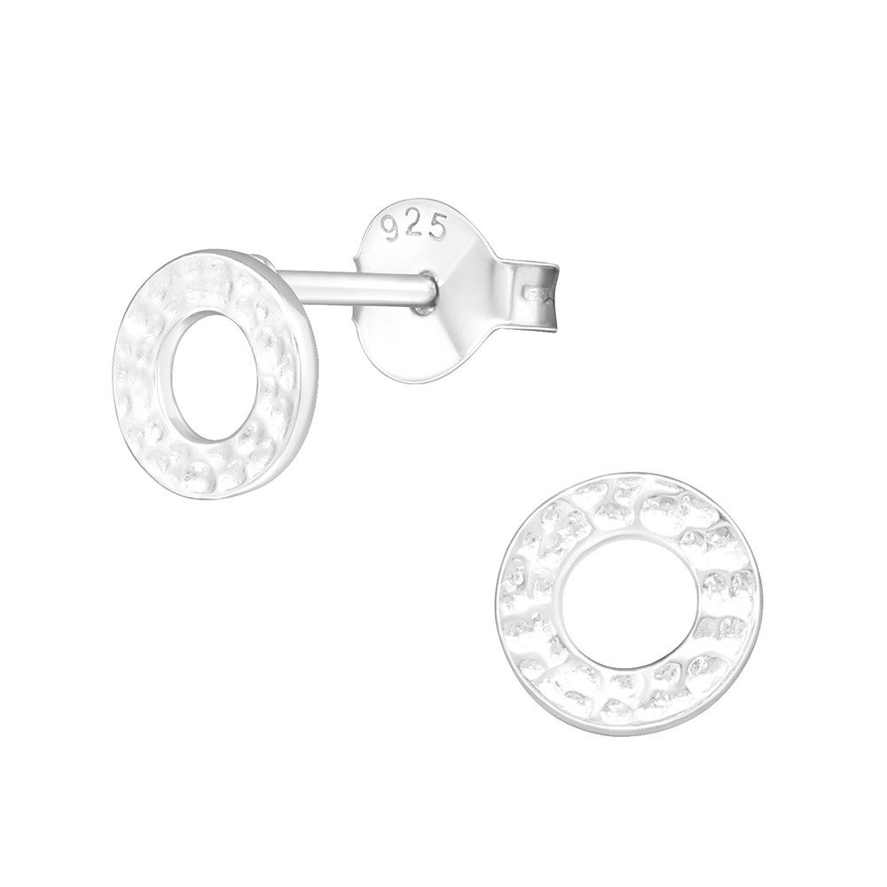 Paar Ohrstecker Ohrstecker Kreis gehämmert: 925 Silber Ohrringe offen