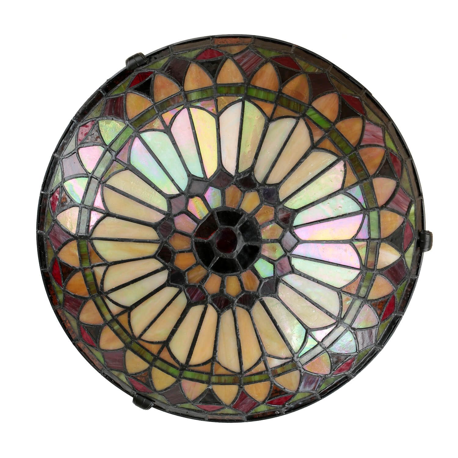 Licht-Erlebnisse Deckenleuchte FARFALLA 10, ohne Leuchtmittel, Deckenlampe Gelb Bronze E27 Glas Metall Tiffany Stil Beleuchtung