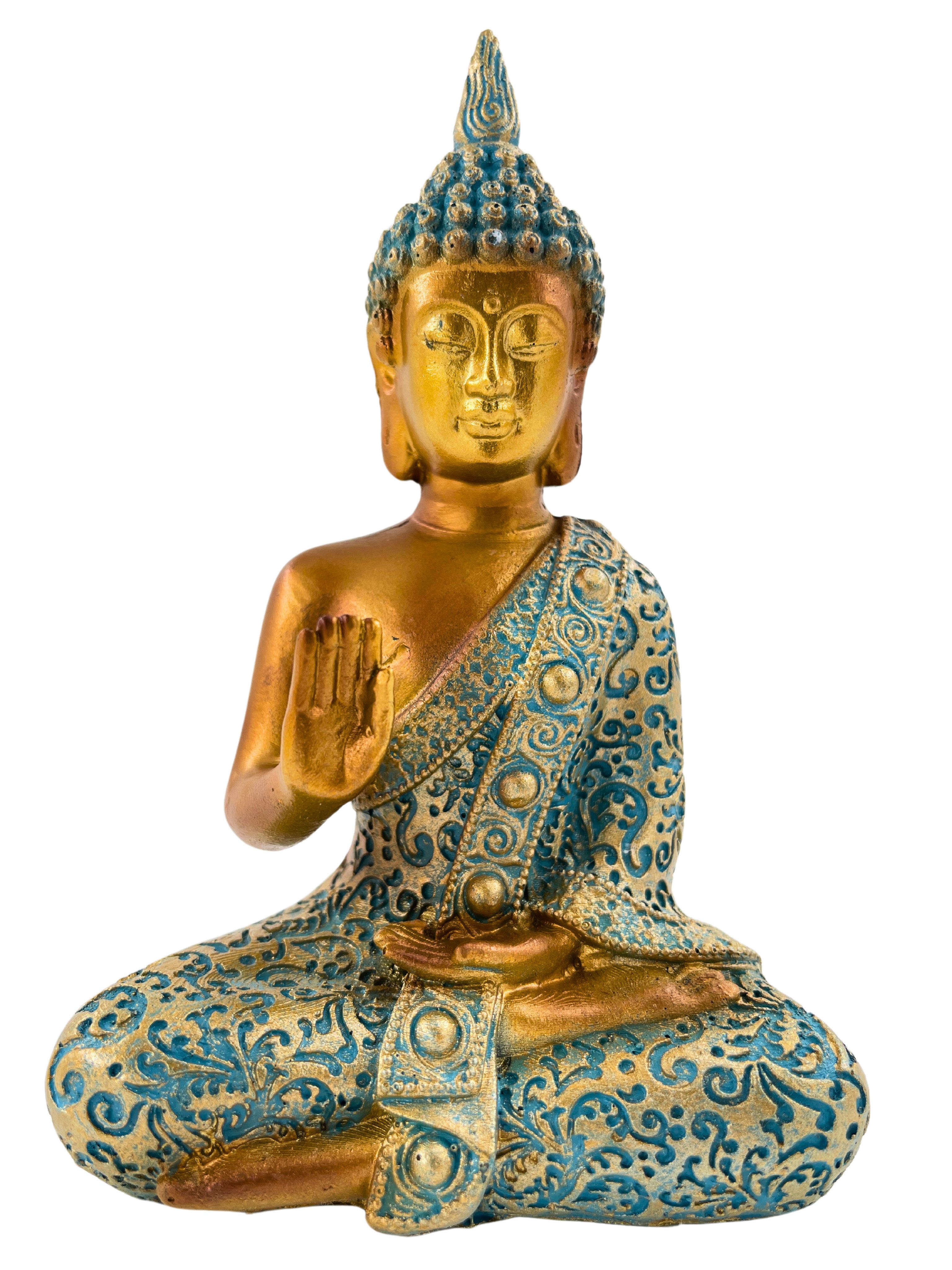 MF Buddhafigur Buddha Skulptur Zenharmony Gold Tuerkis Polyresin 14cm (1 St) – Bild 3 von 5