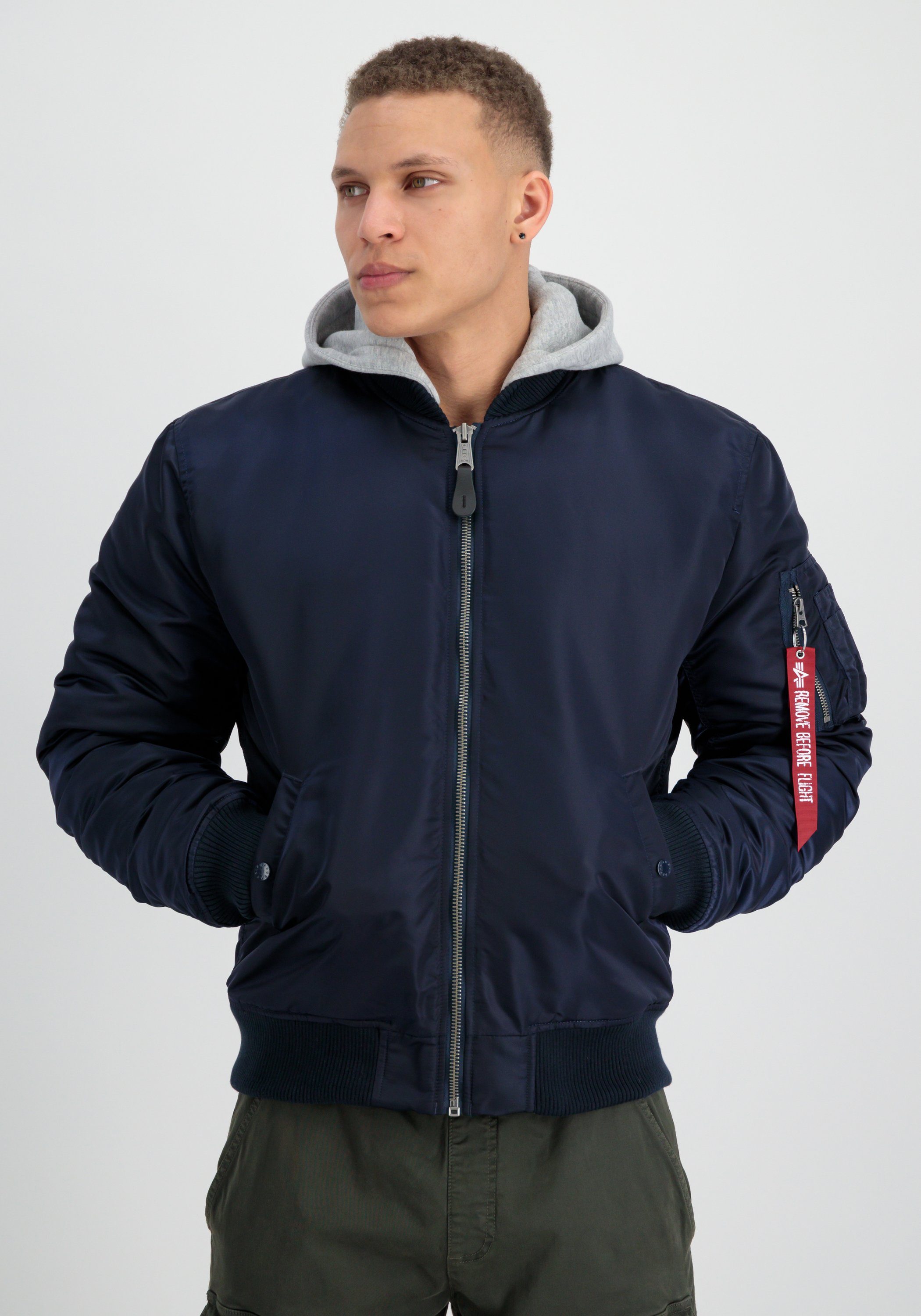 Alpha Industries Bomberjacke MA-1 Zip Hood Back EMB