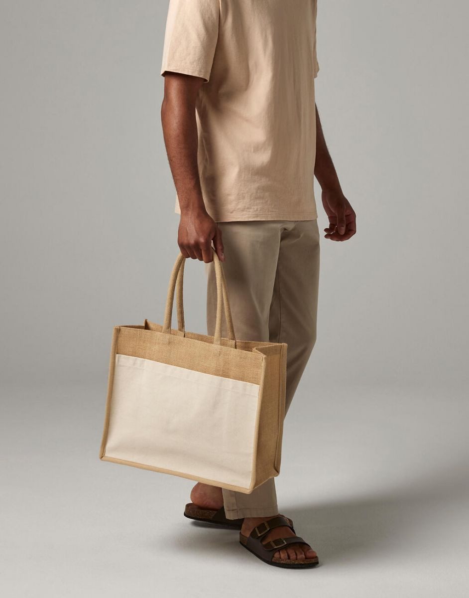 Westford Mill Einkaufsshopper Cotton Pocket Natural Starched Jute Shopper